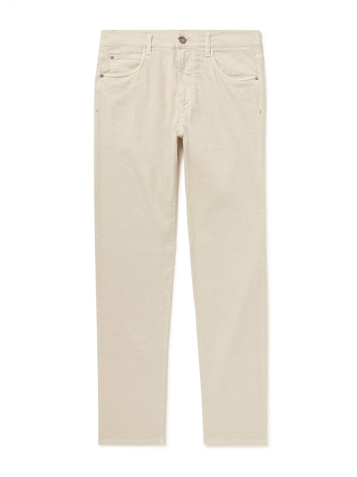Loro Piana Slim-fit Straight-leg Cotton And Linen-blend Trousers In Neutrals
