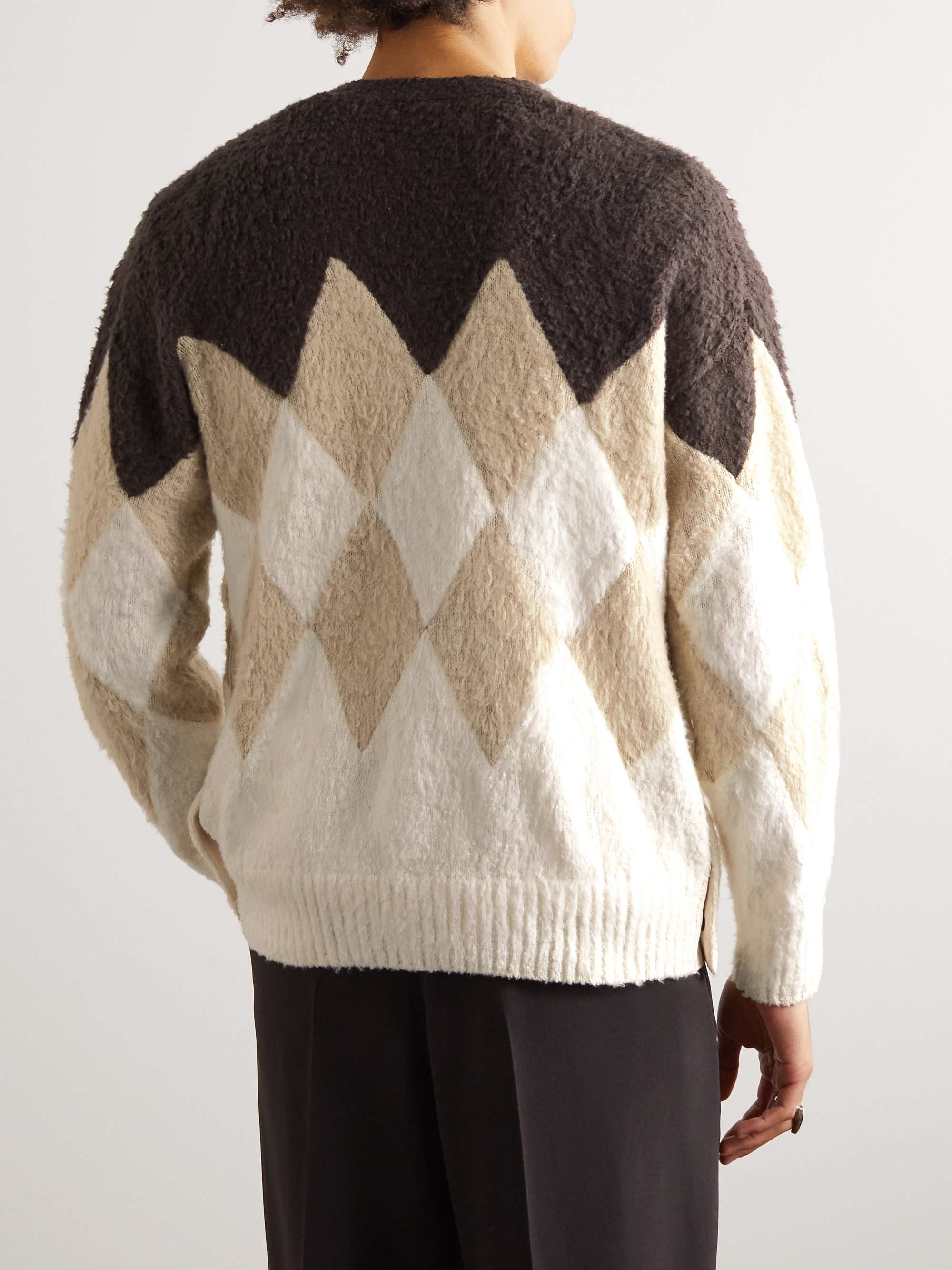 SACAI Argyle Cotton-Bouclé Cardigan