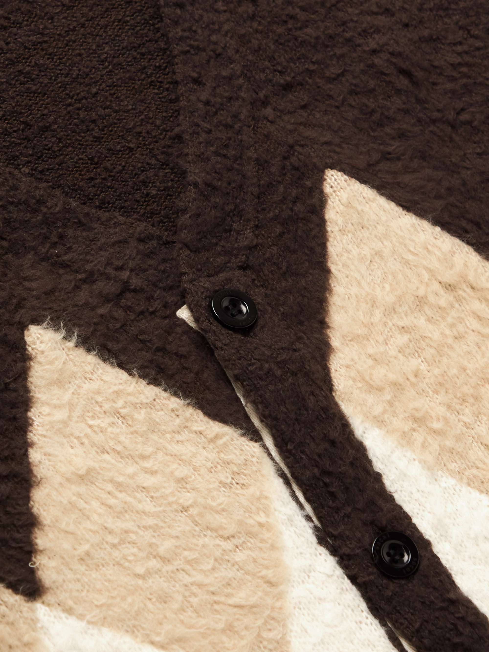 SACAI Argyle Cotton-Bouclé Cardigan