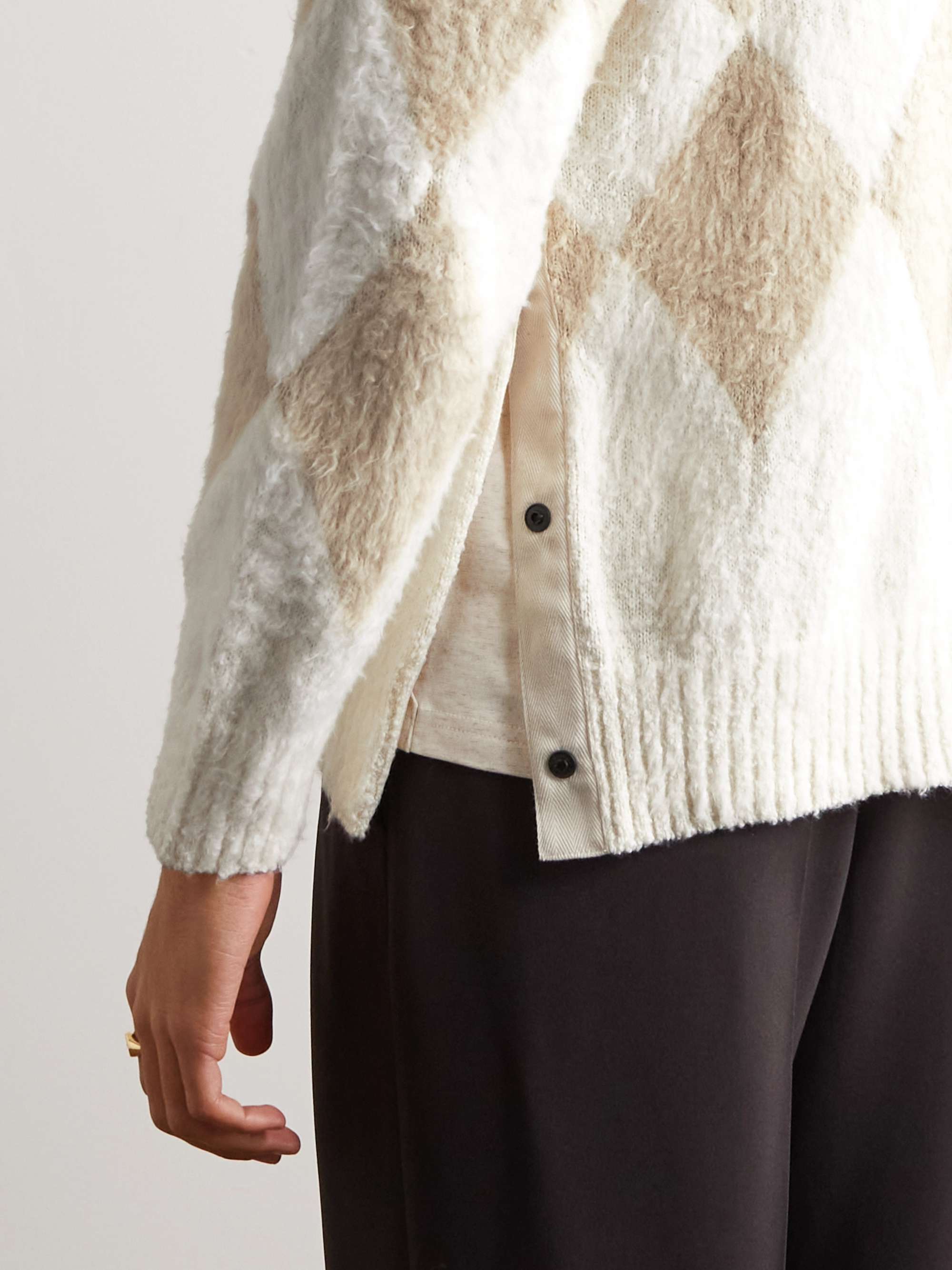 SACAI Argyle Cotton-Bouclé Cardigan