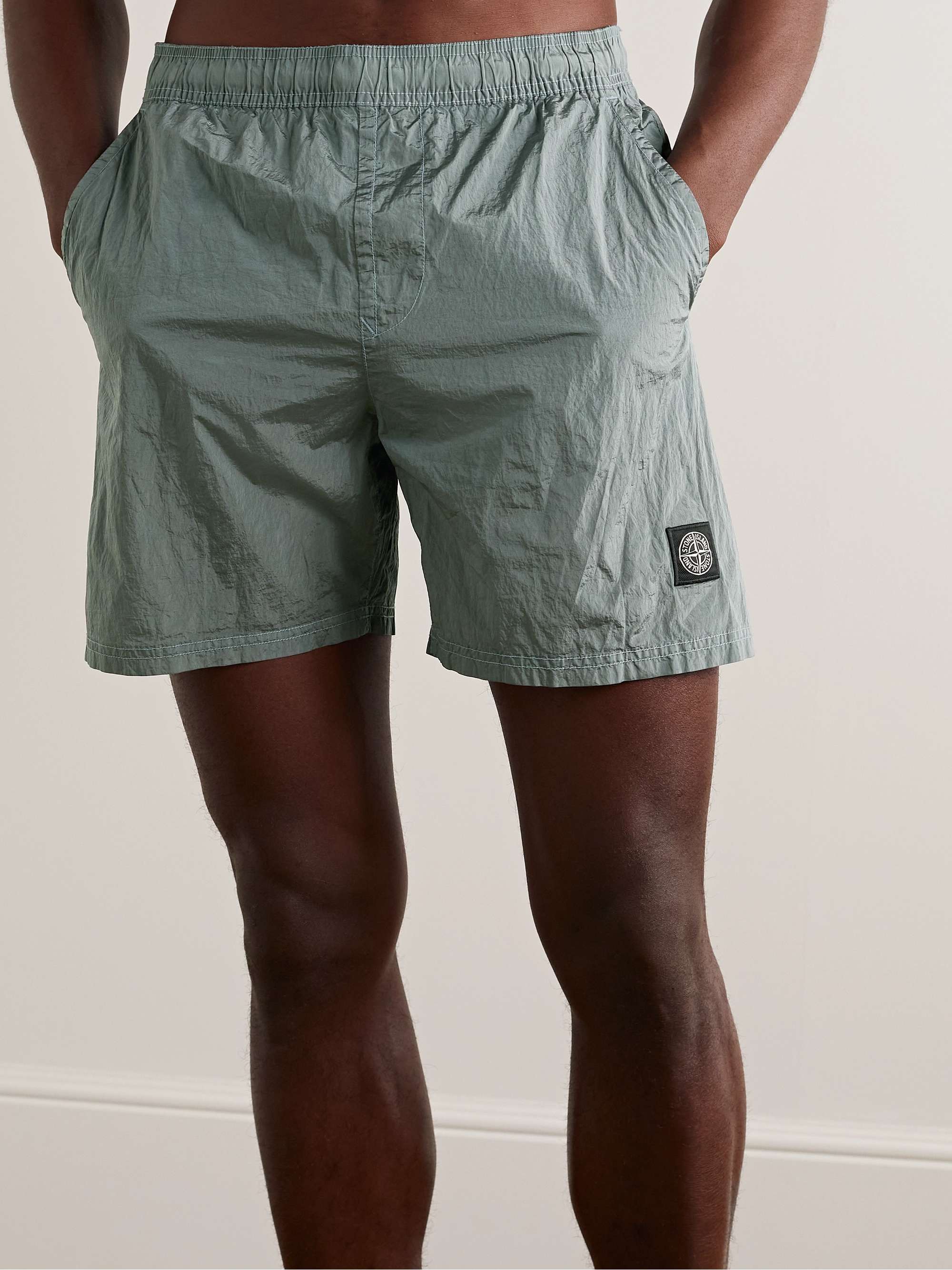 STONE ISLAND Logo-Appliquéd Straight-Leg Mid-Length Swim Shorts