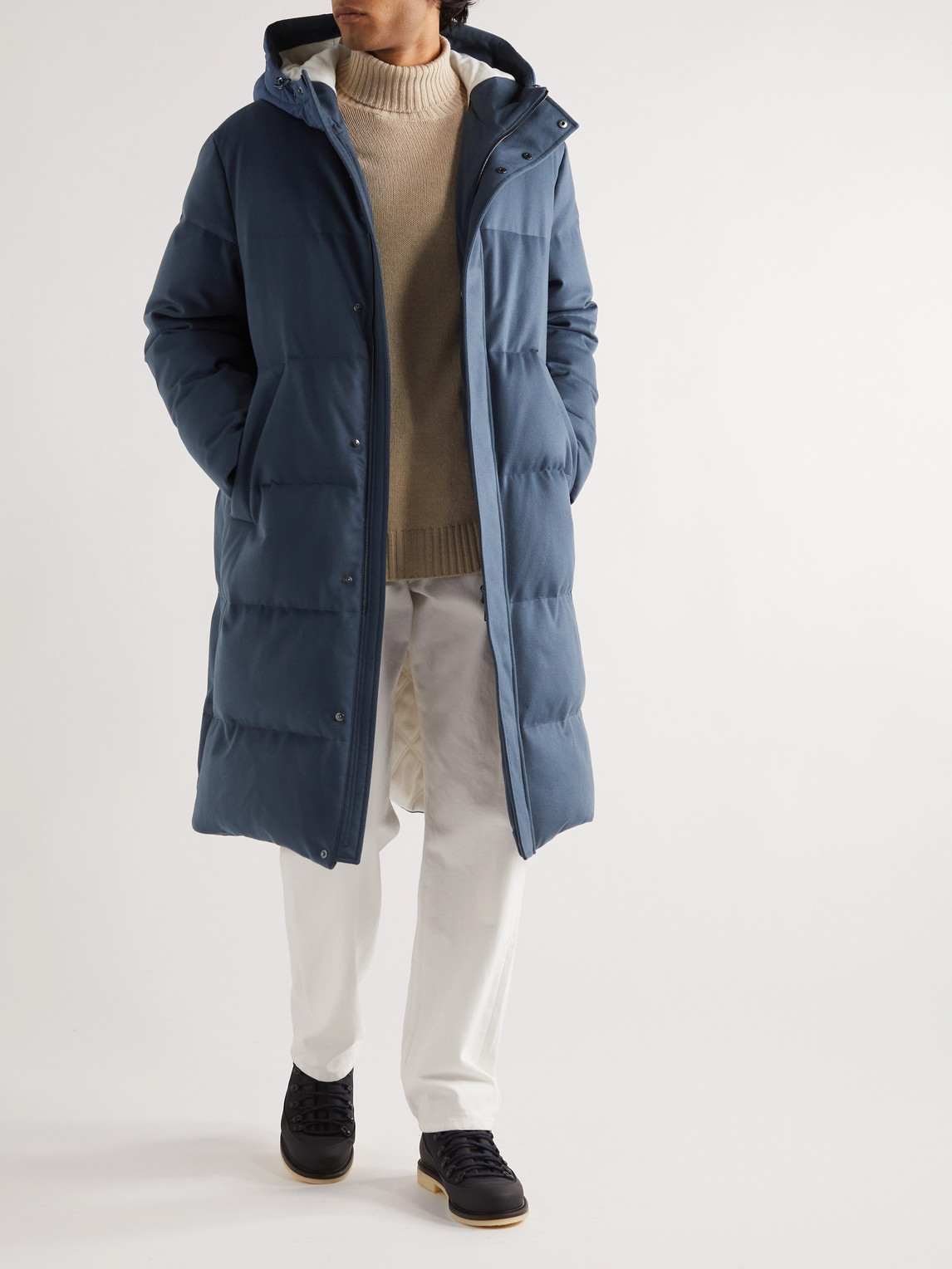 Shop Loro Piana Quilted Cashmere Down Parka In Blue