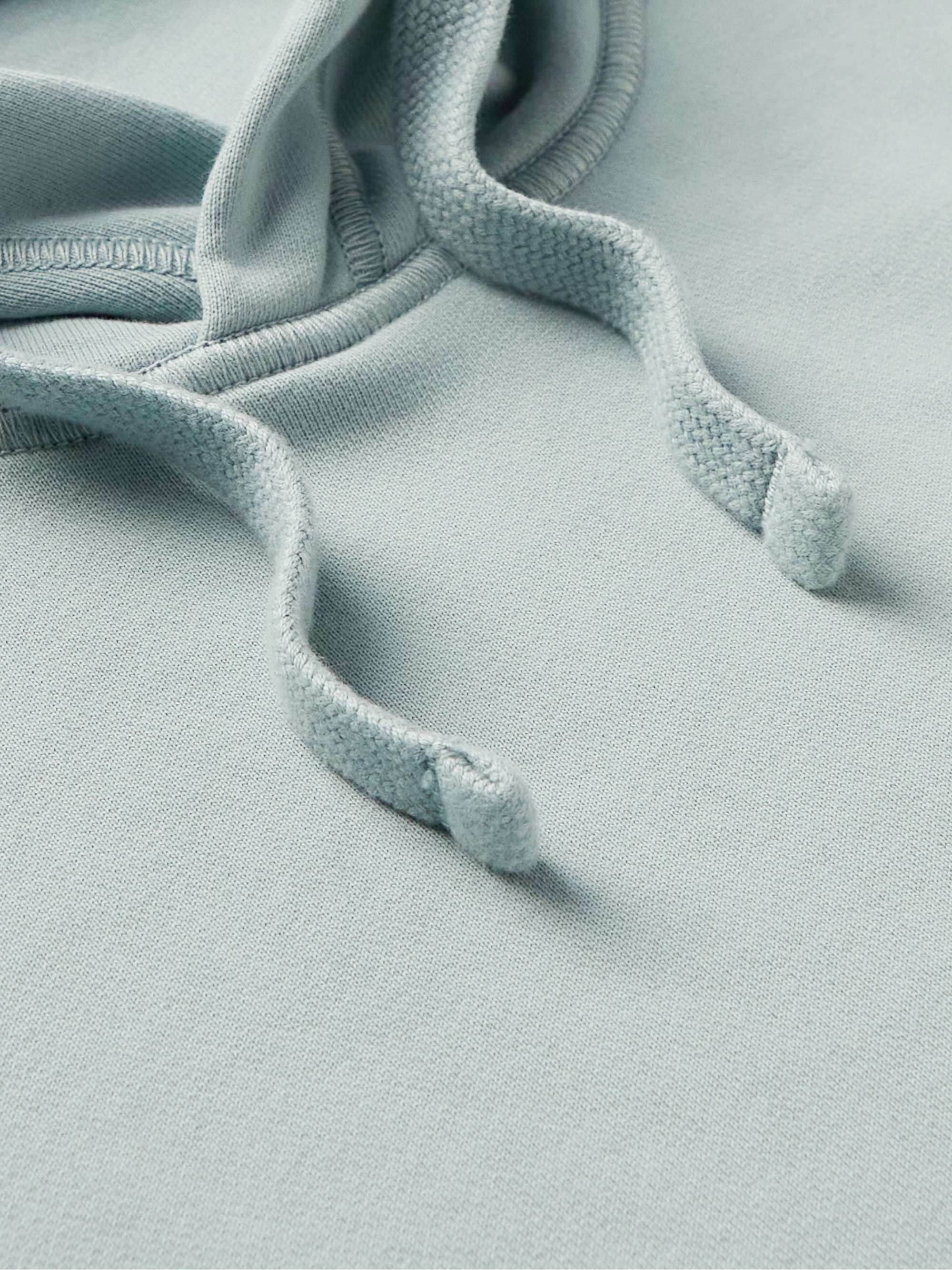 STONE ISLAND Garment-Dyed Logo-Appliquéd Cotton-Jersey Hoodie