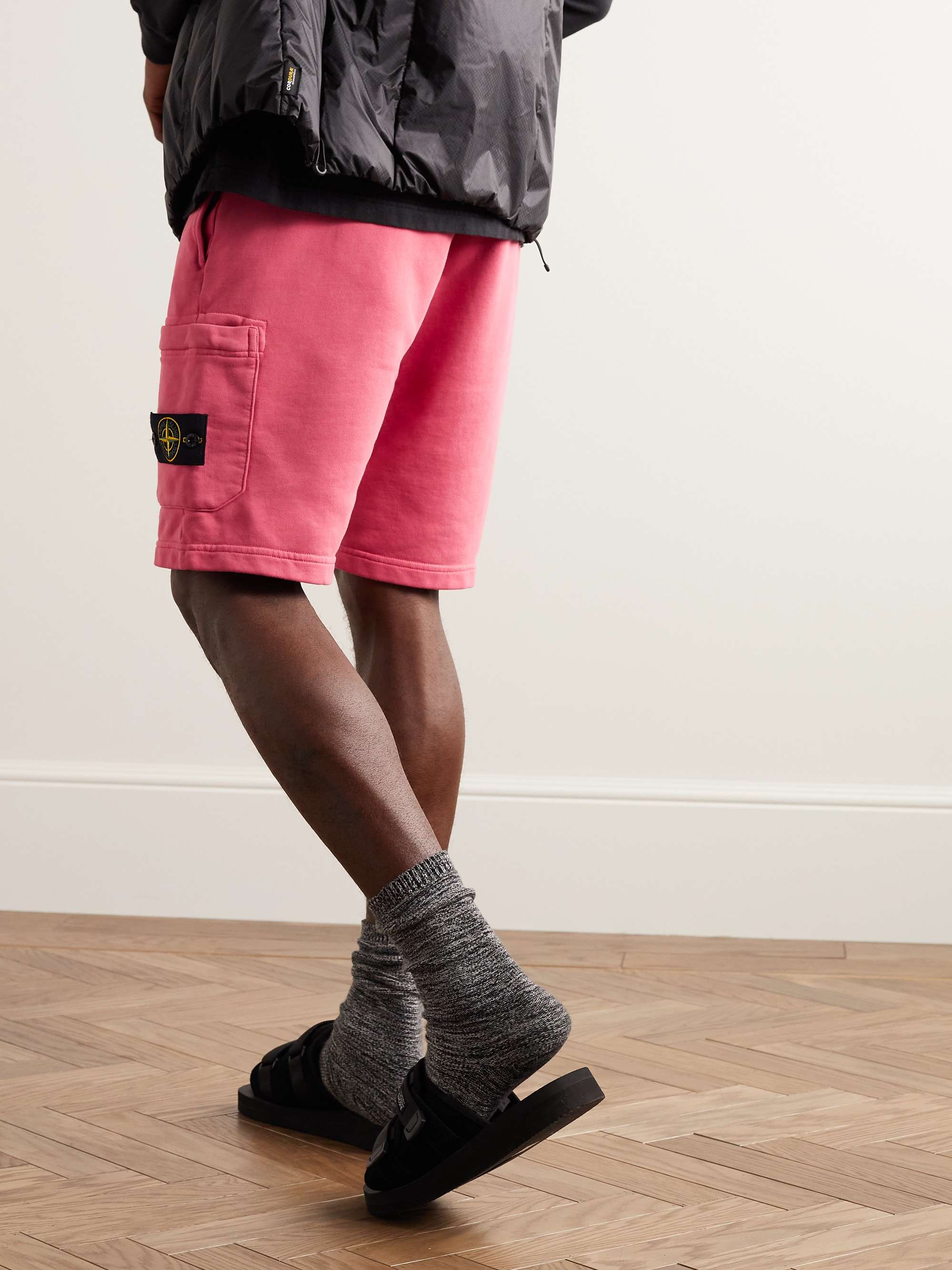 STONE ISLAND Straight-Leg Garment-Dyed Cotton-Jersey Drawstring Shorts