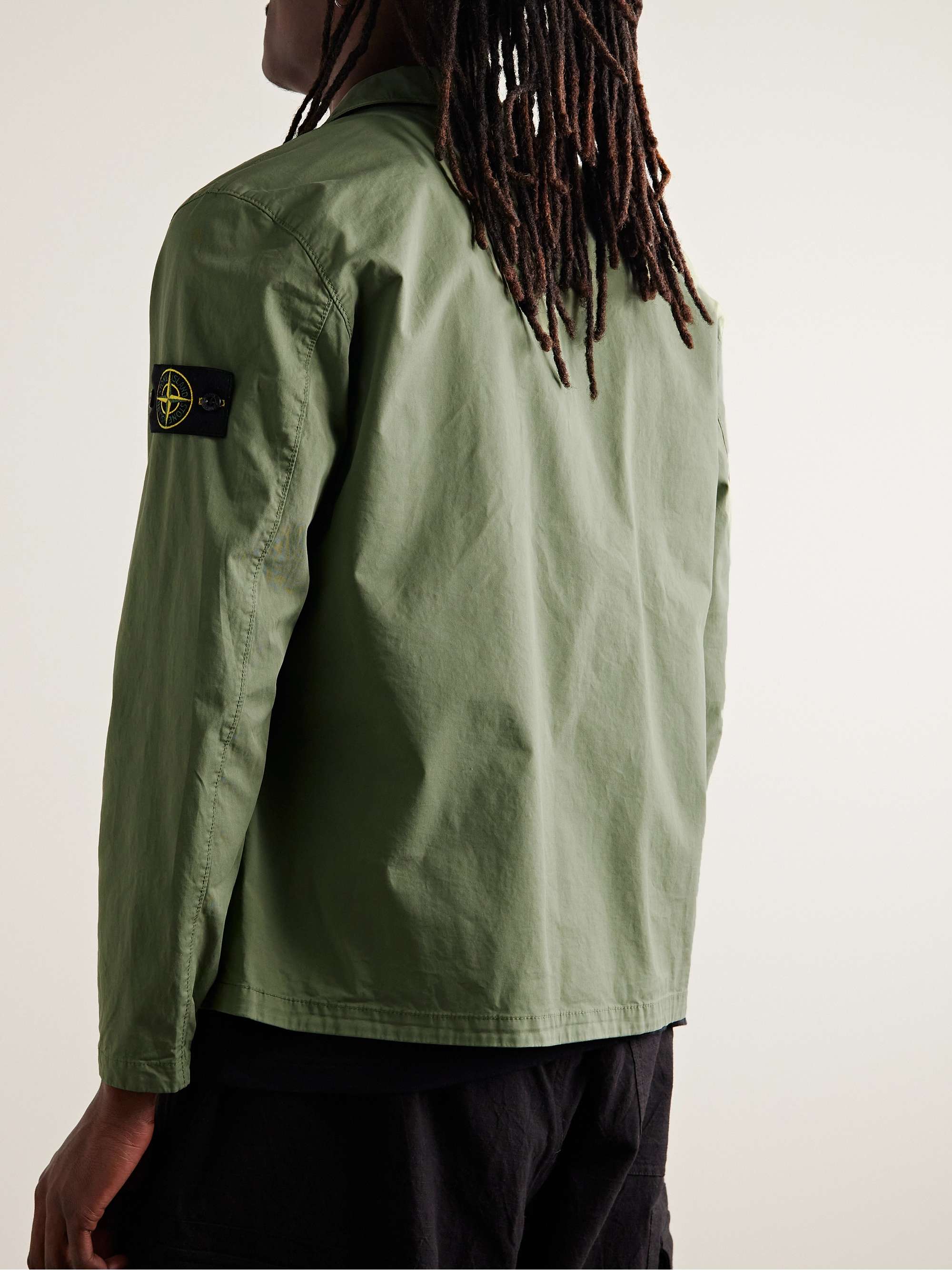 STONE ISLAND Logo-Appliquéd Cotton-Blend Twill Overshirt