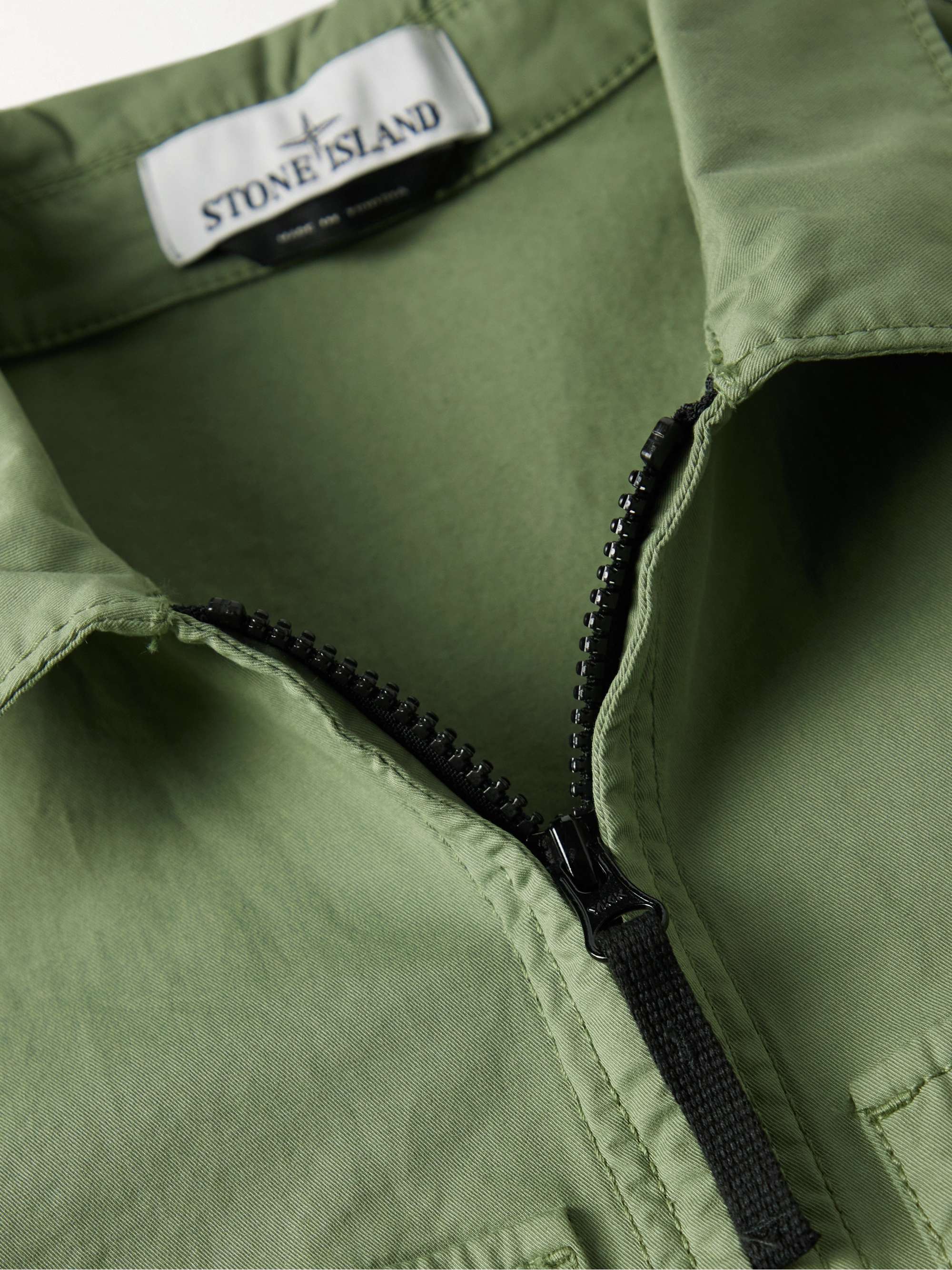 STONE ISLAND Logo-Appliquéd Cotton-Blend Twill Overshirt