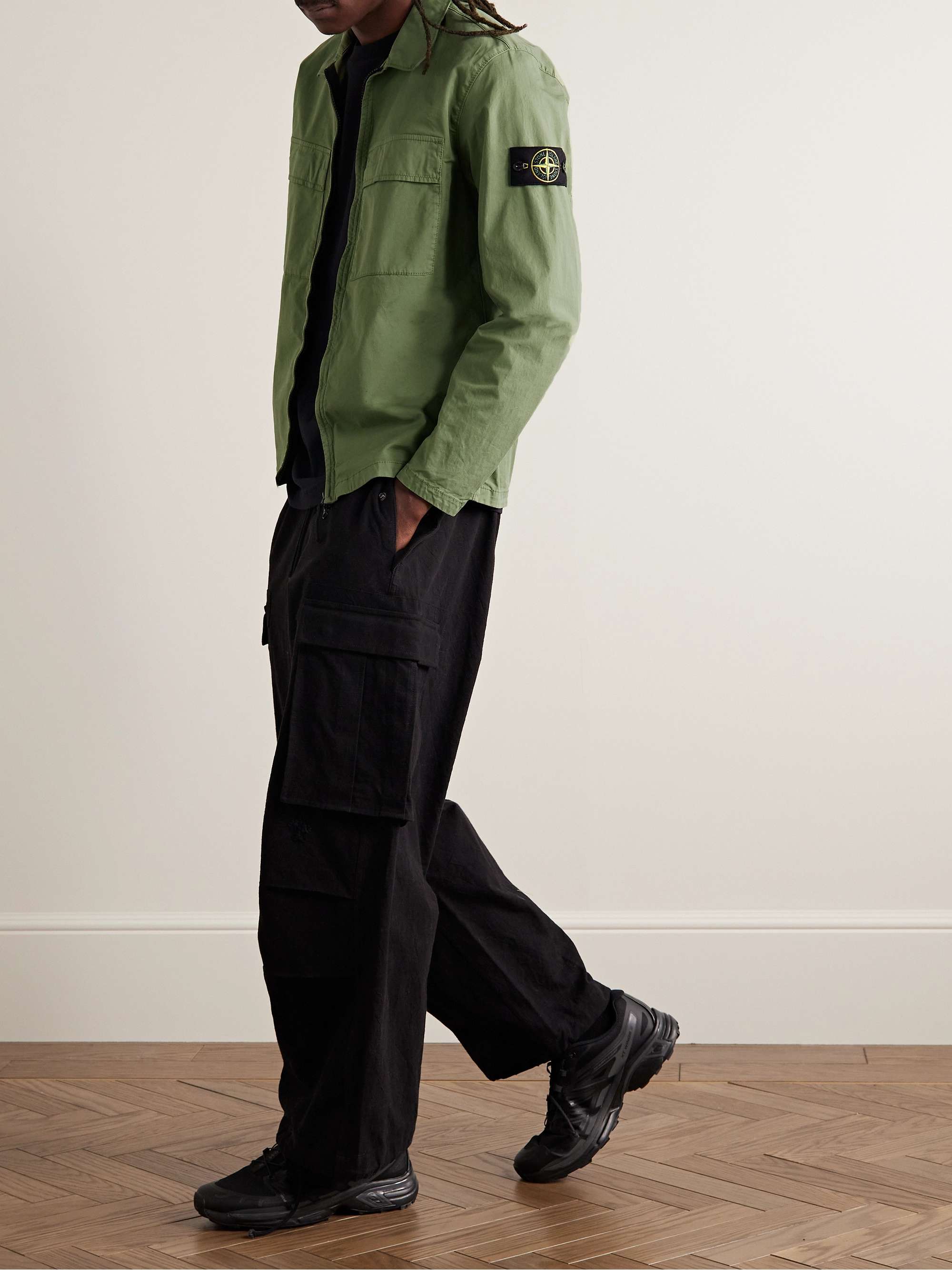 STONE ISLAND Logo-Appliquéd Cotton-Blend Twill Overshirt