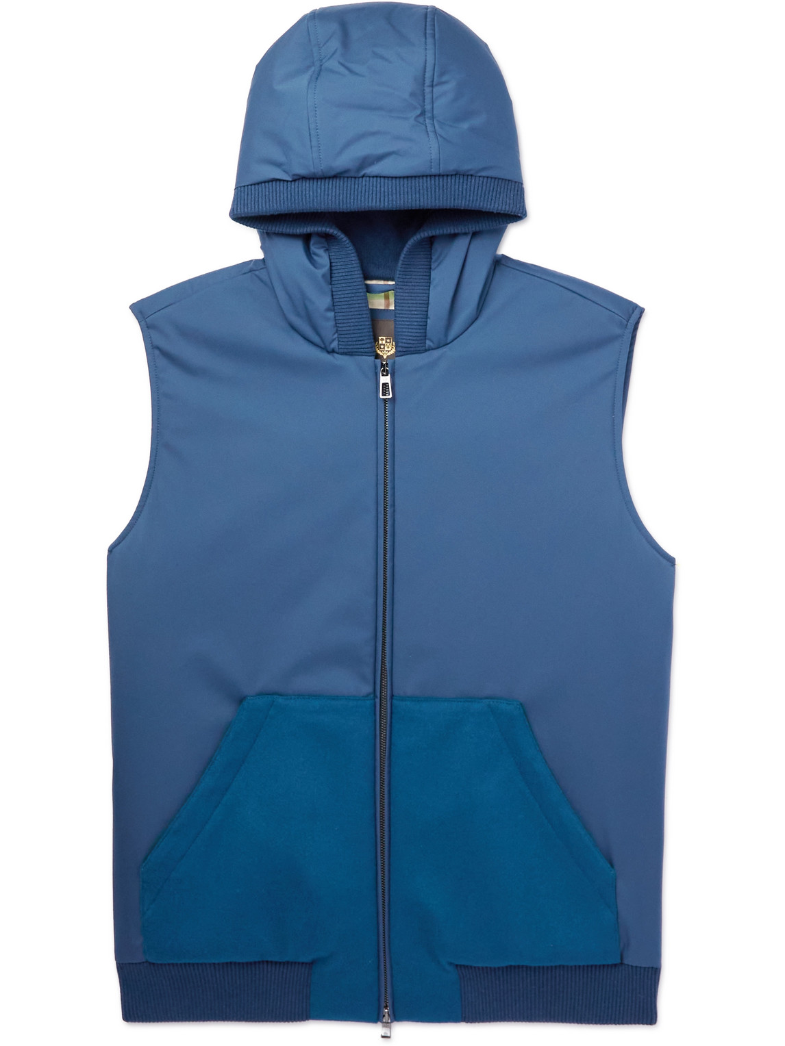 Loro Piana Wallace Storm System® Cashmere-trimmed Padded Nylon Hooded Gilet In Blue
