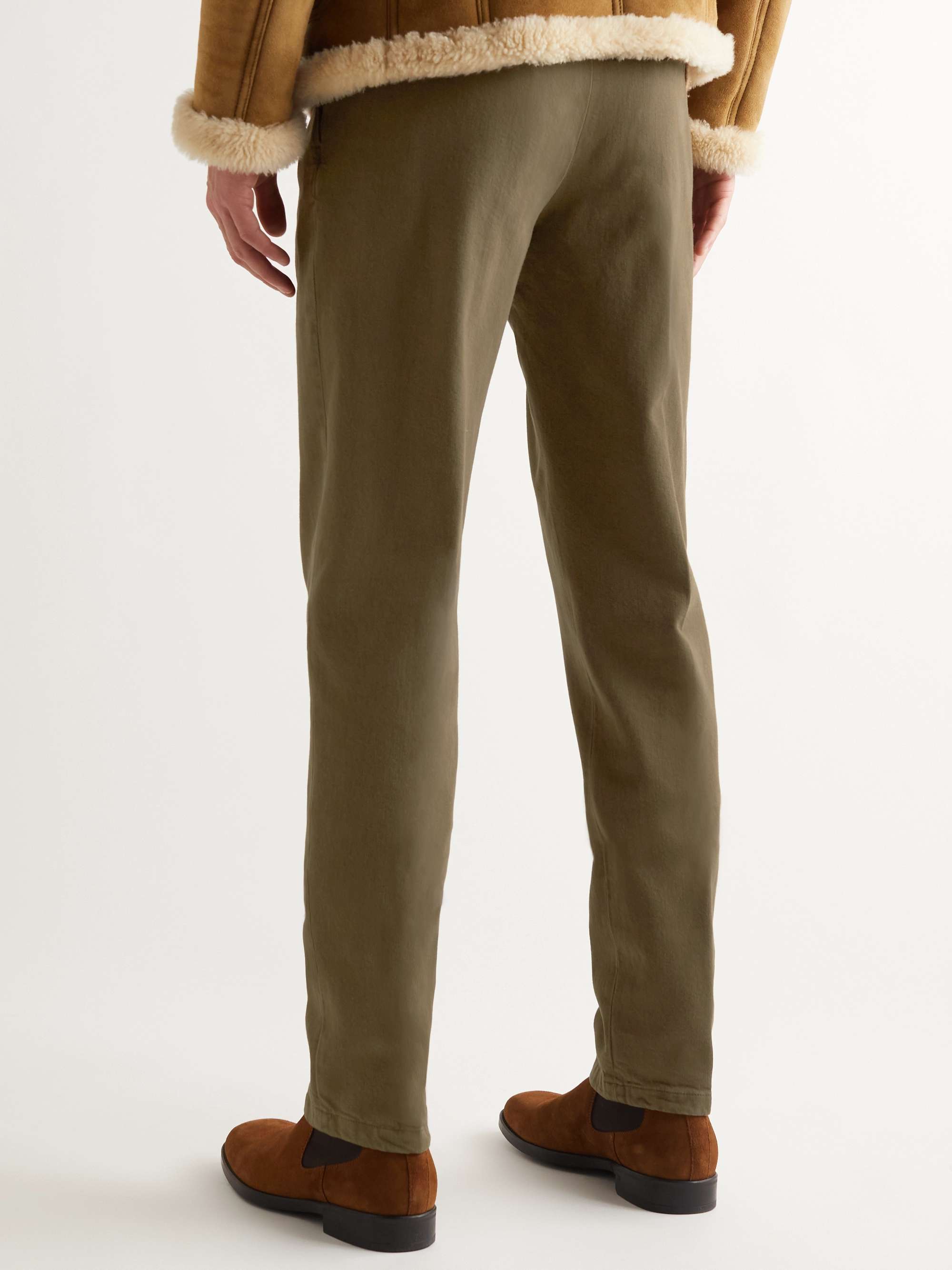 LORO PIANA Tapered Pleated Stretch Cotton-Twill Trousers