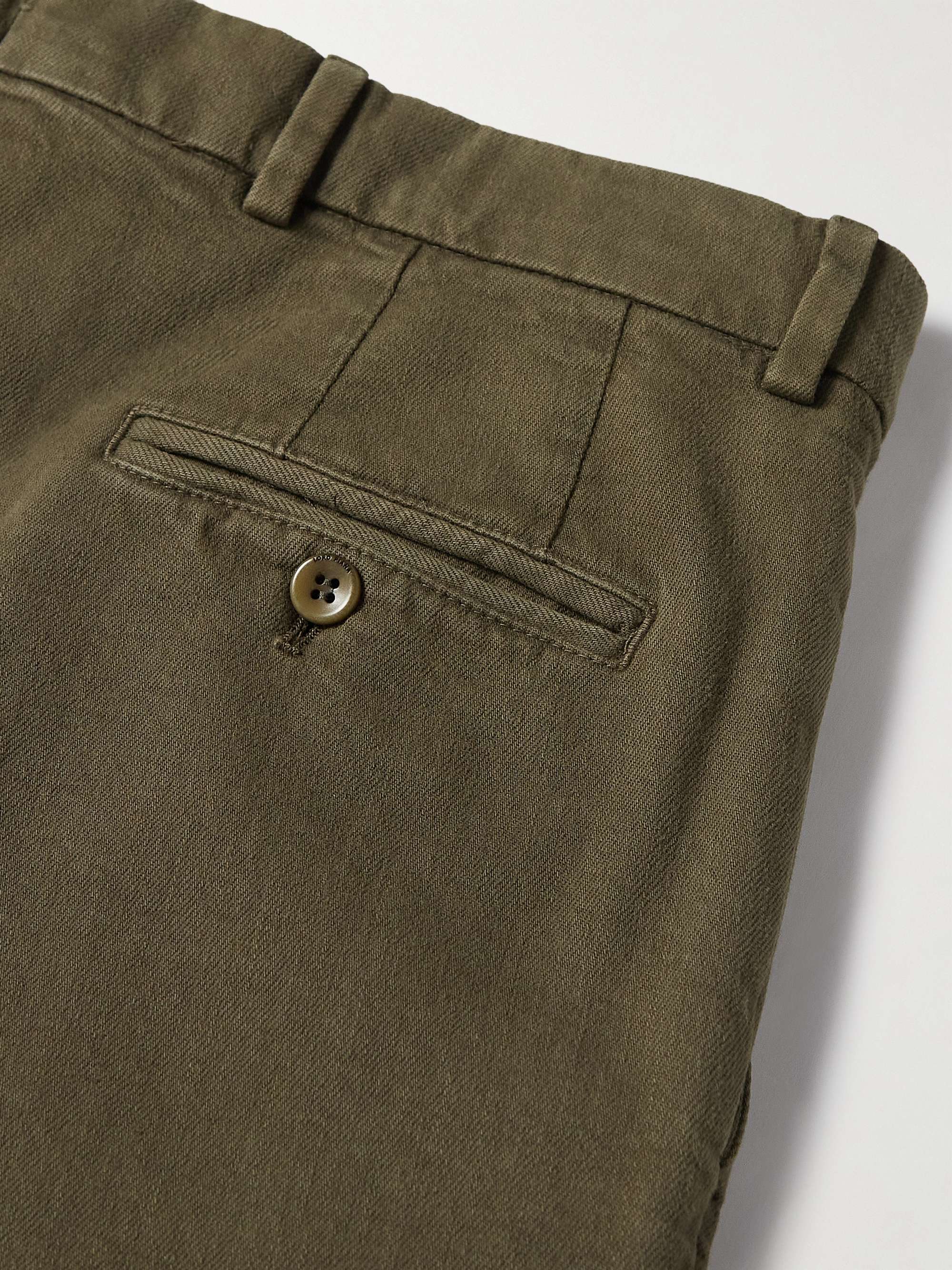 LORO PIANA Tapered Pleated Stretch Cotton-Twill Trousers