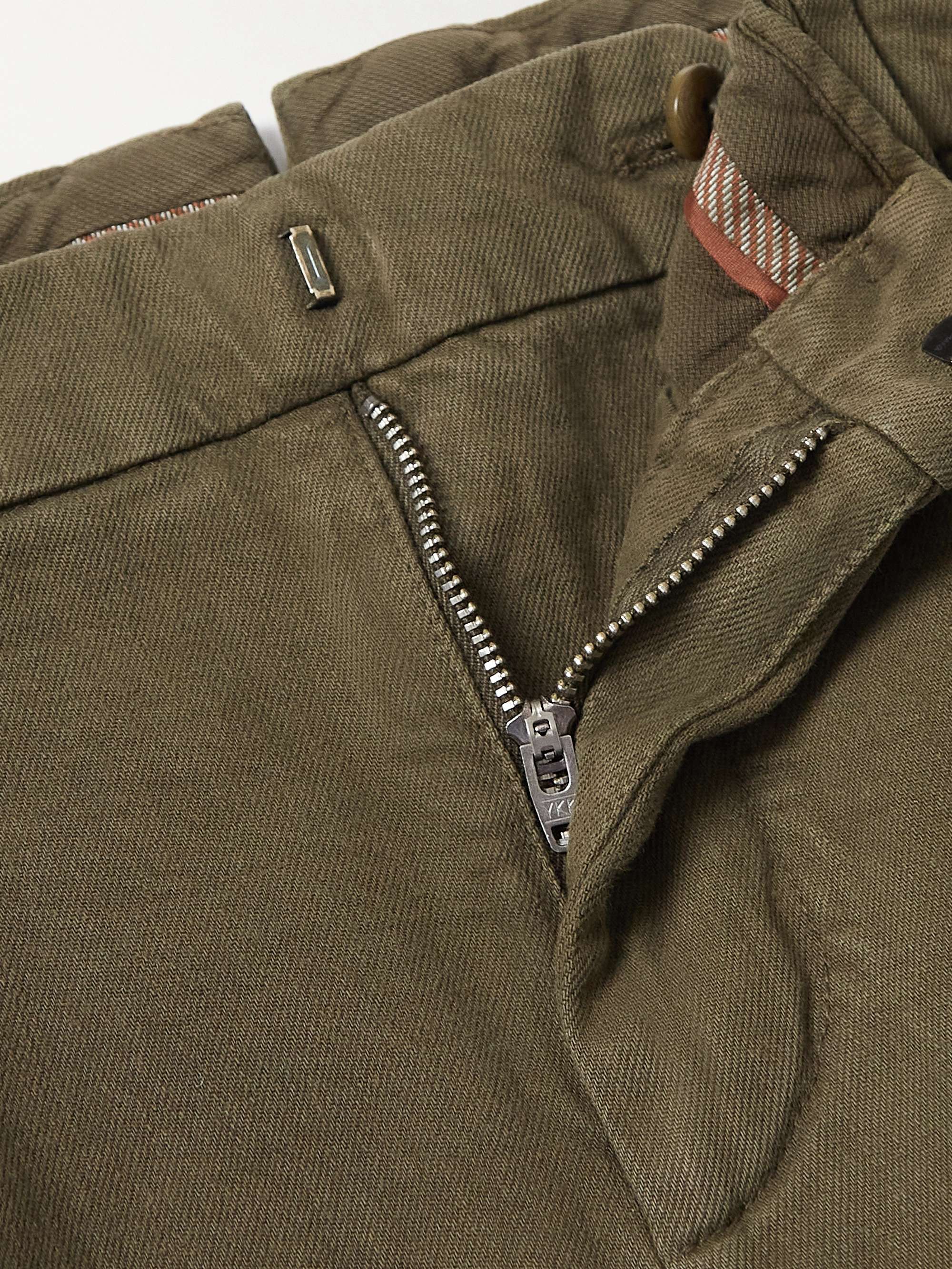 LORO PIANA Tapered Pleated Stretch Cotton-Twill Trousers