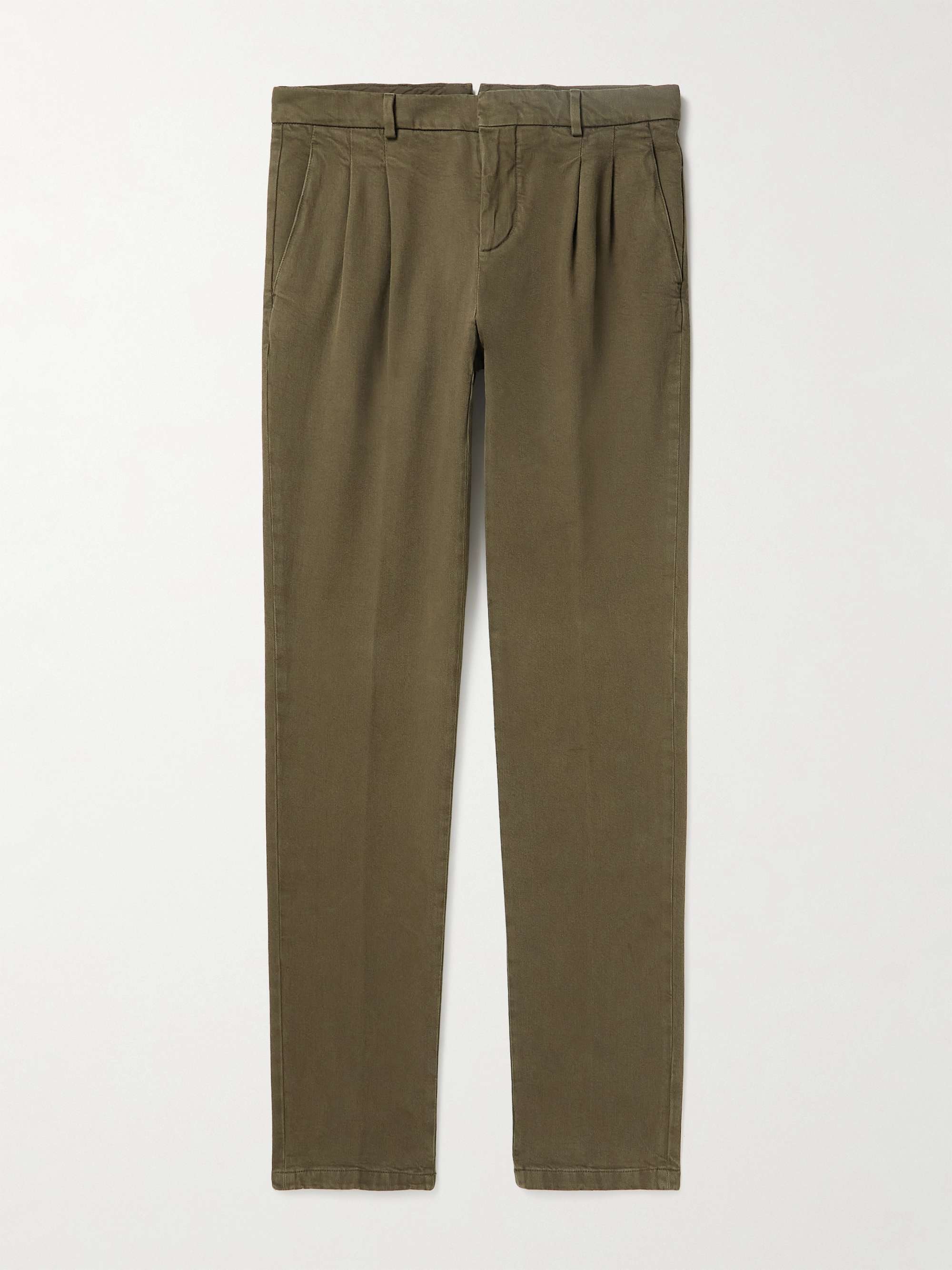 Regular fit stretch cotton twill pants