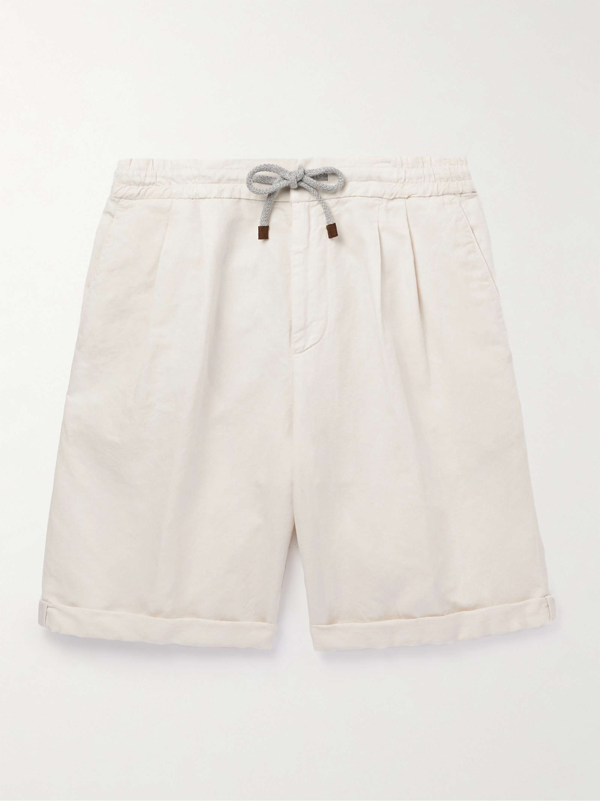 BRUNELLO CUCINELLI Straight-Leg Linen and Cotton-Blend Drawstring ...