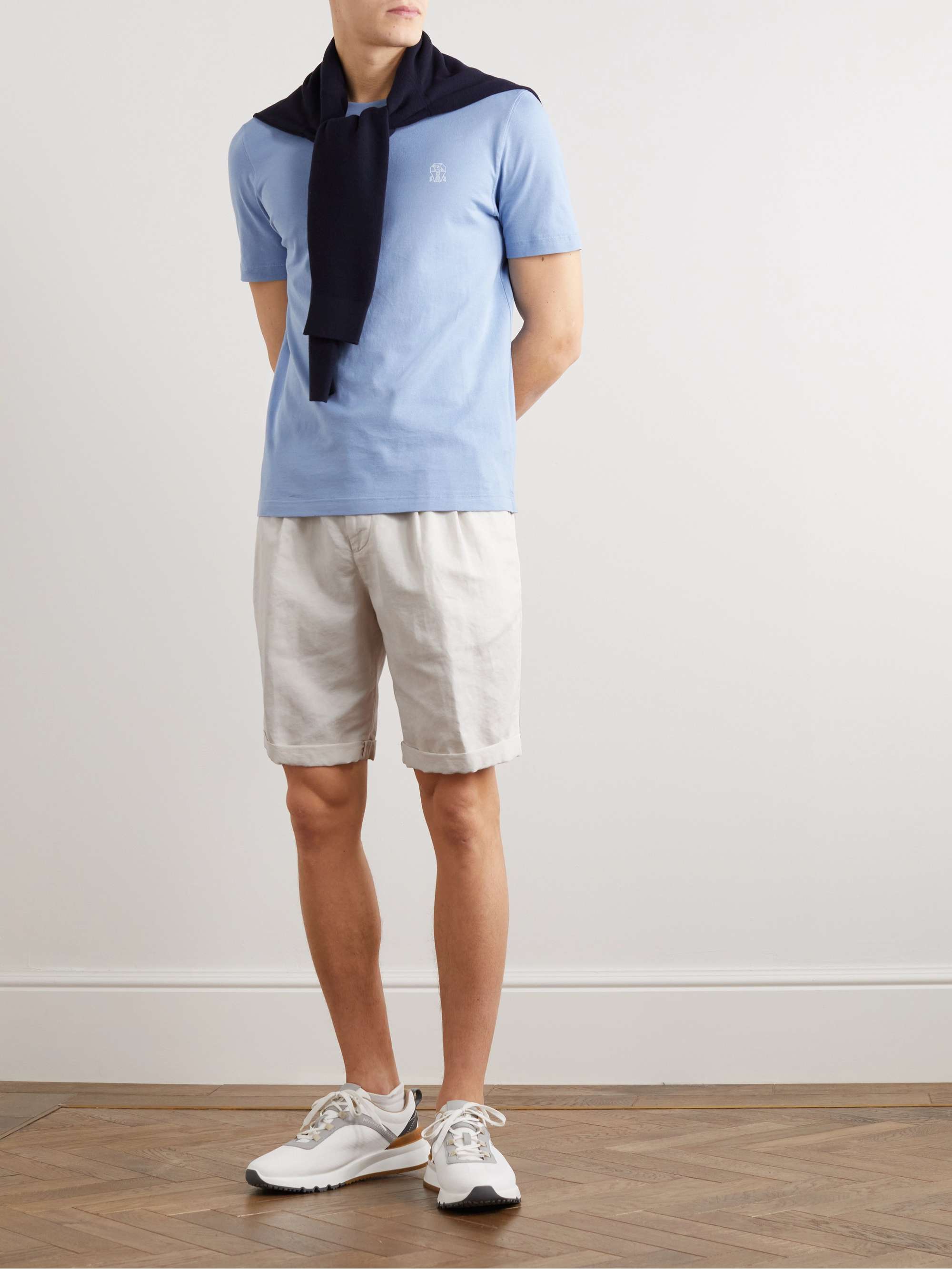 BRUNELLO CUCINELLI Straight-Leg Linen and Cotton-Blend Drawstring Shorts