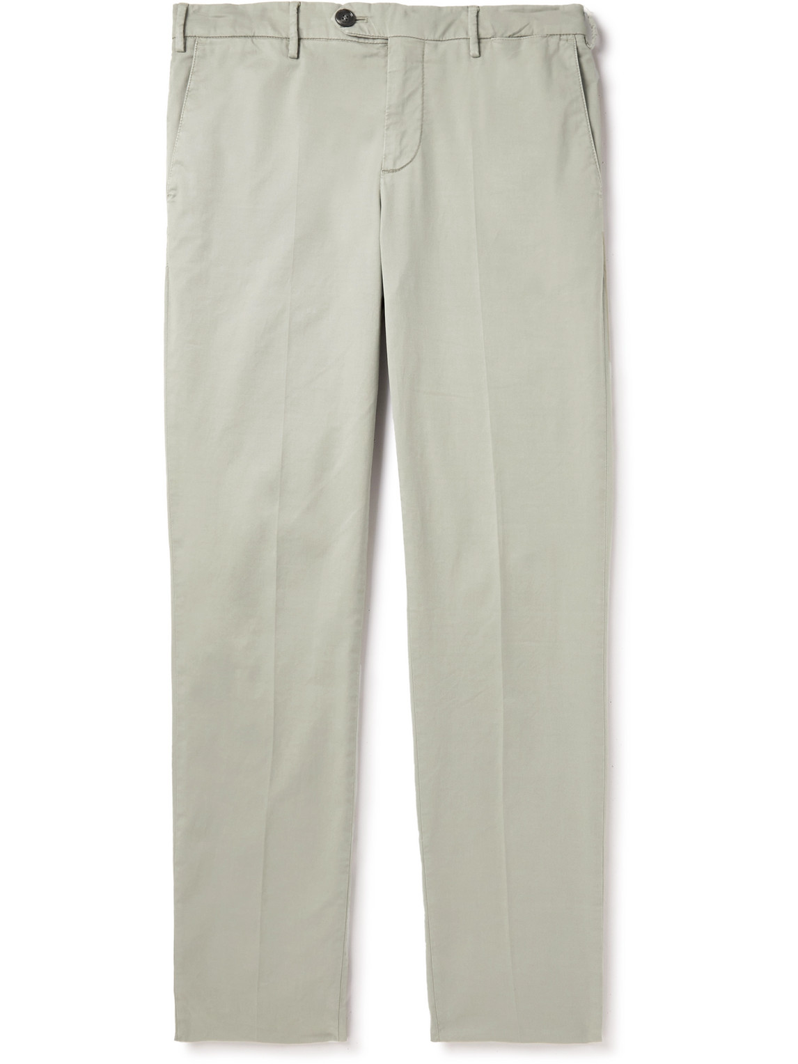 Brunello Cucinelli Slim-fit Stretch-cotton Gabardine Trousers In Khaki