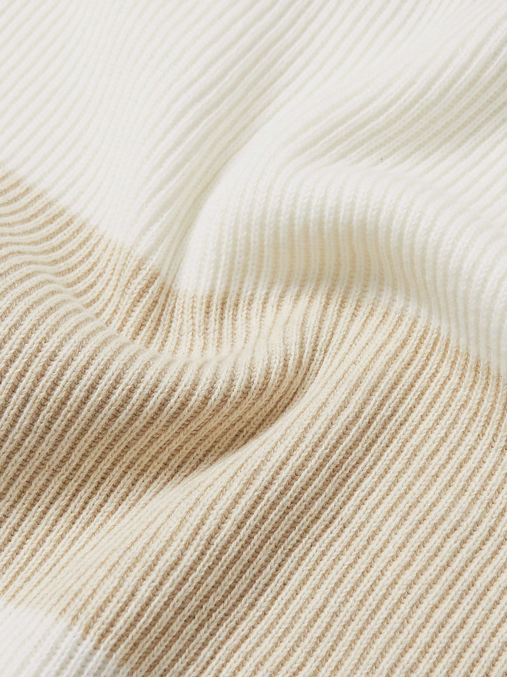 BRUNELLO CUCINELLI Striped Ribbed Cotton Polo Shirt