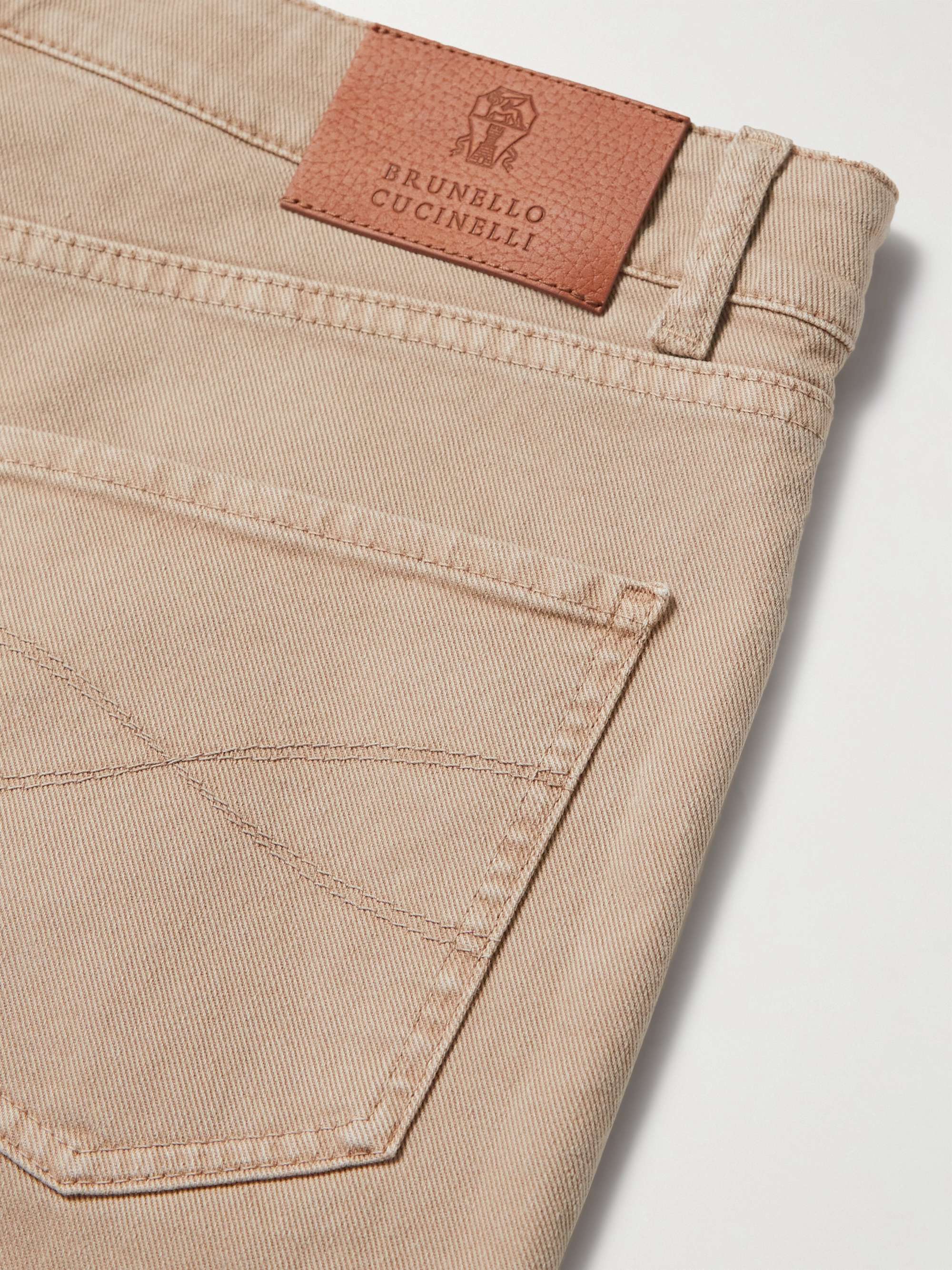 BRUNELLO CUCINELLI Tapered Garment-Dyed Stretch-Cotton Trousers