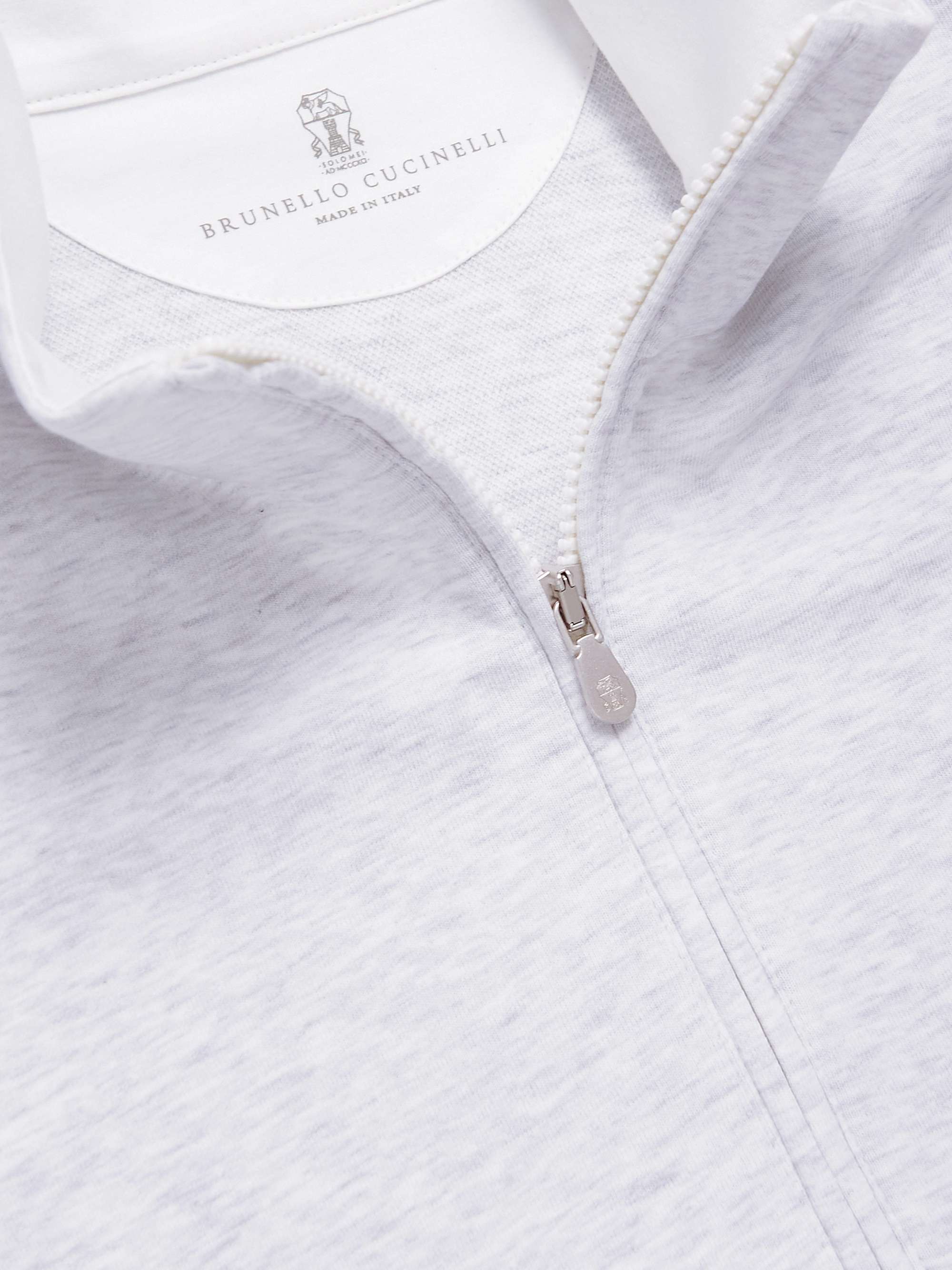 BRUNELLO CUCINELLI Cotton-Blend Jersey Half-Zip Sweatshirt