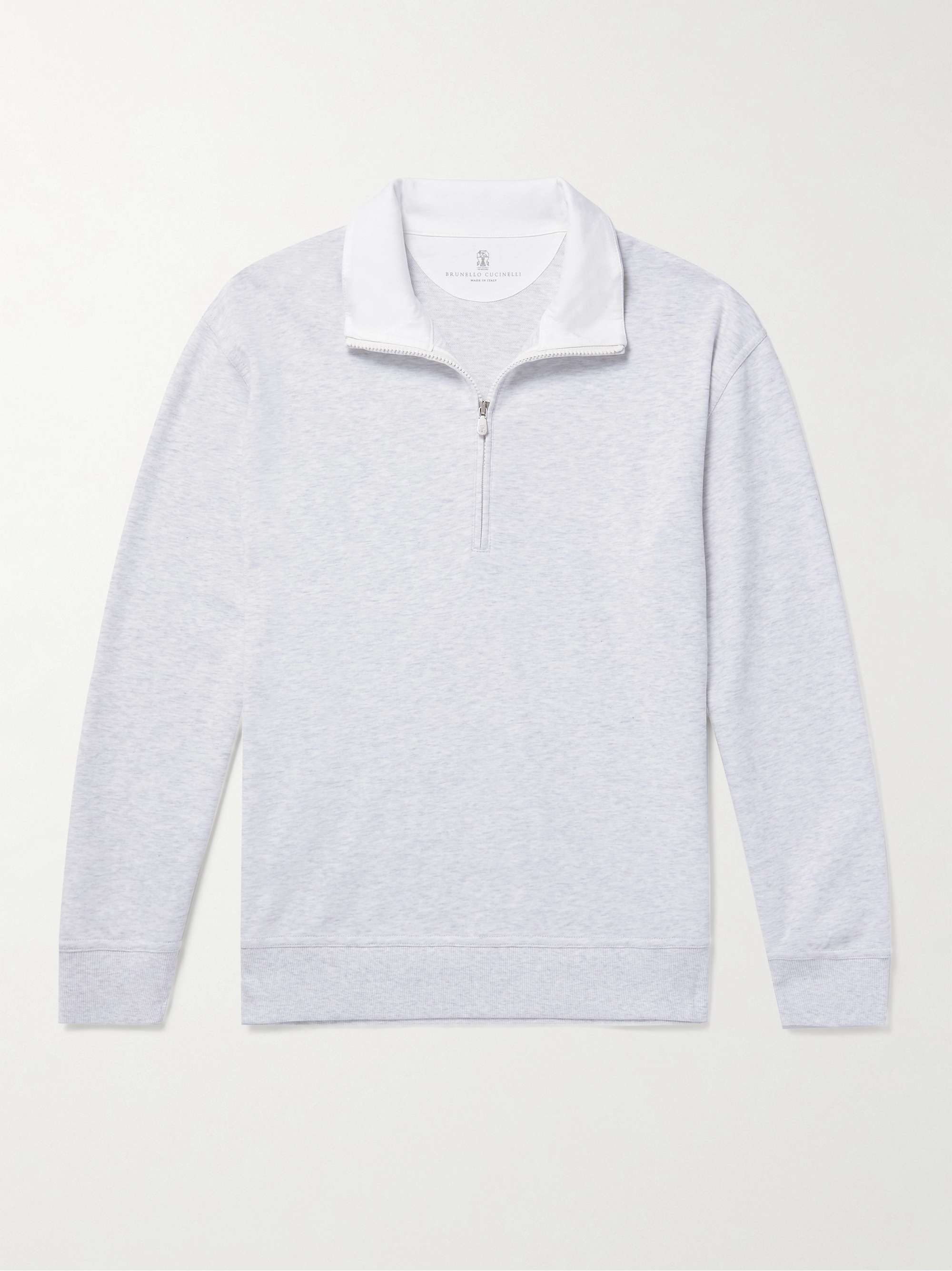 BRUNELLO CUCINELLI Cotton-Blend Jersey Half-Zip Sweatshirt