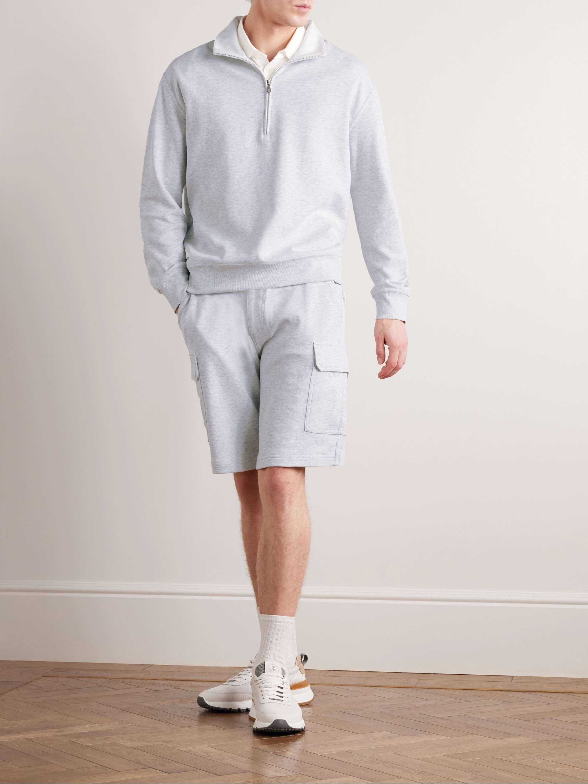 BRUNELLO CUCINELLI Cotton-Blend Jersey Half-Zip Sweatshirt