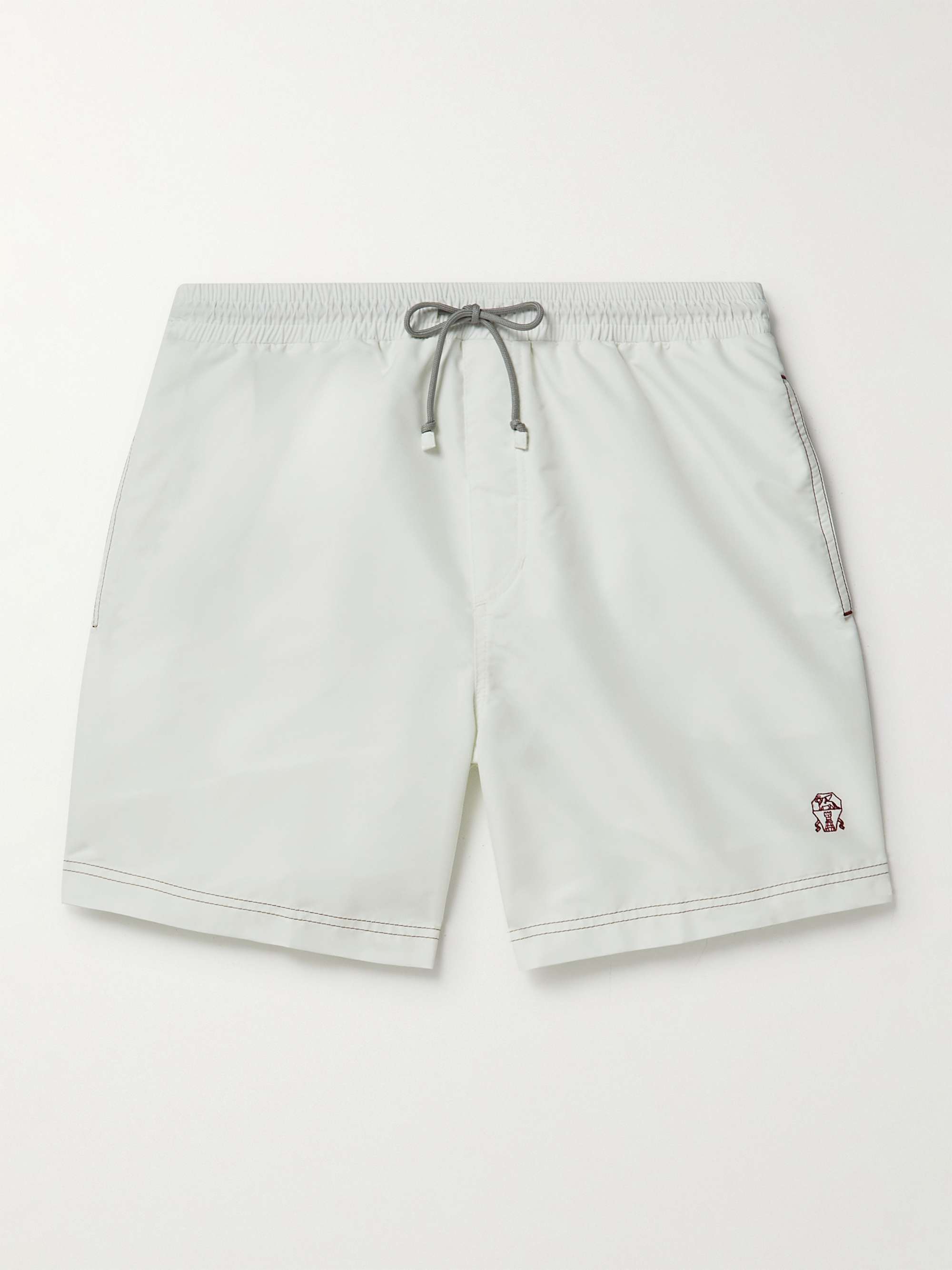 BRUNELLO CUCINELLI Long-Length Logo-Embroidered Swim Shorts for Men ...
