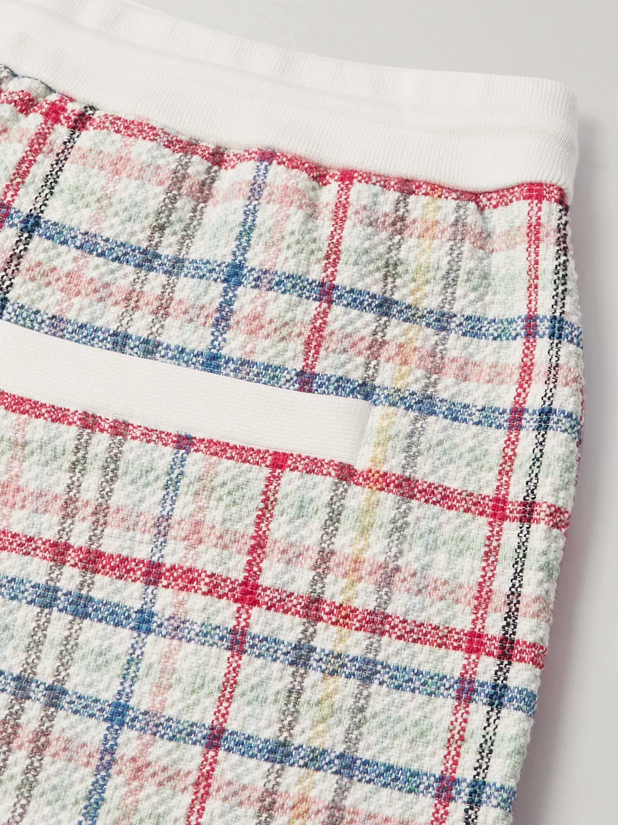 THOM BROWNE Straight-Leg Logo-Appliquéd Cotton-Blend Tweed Drawstring Shorts
