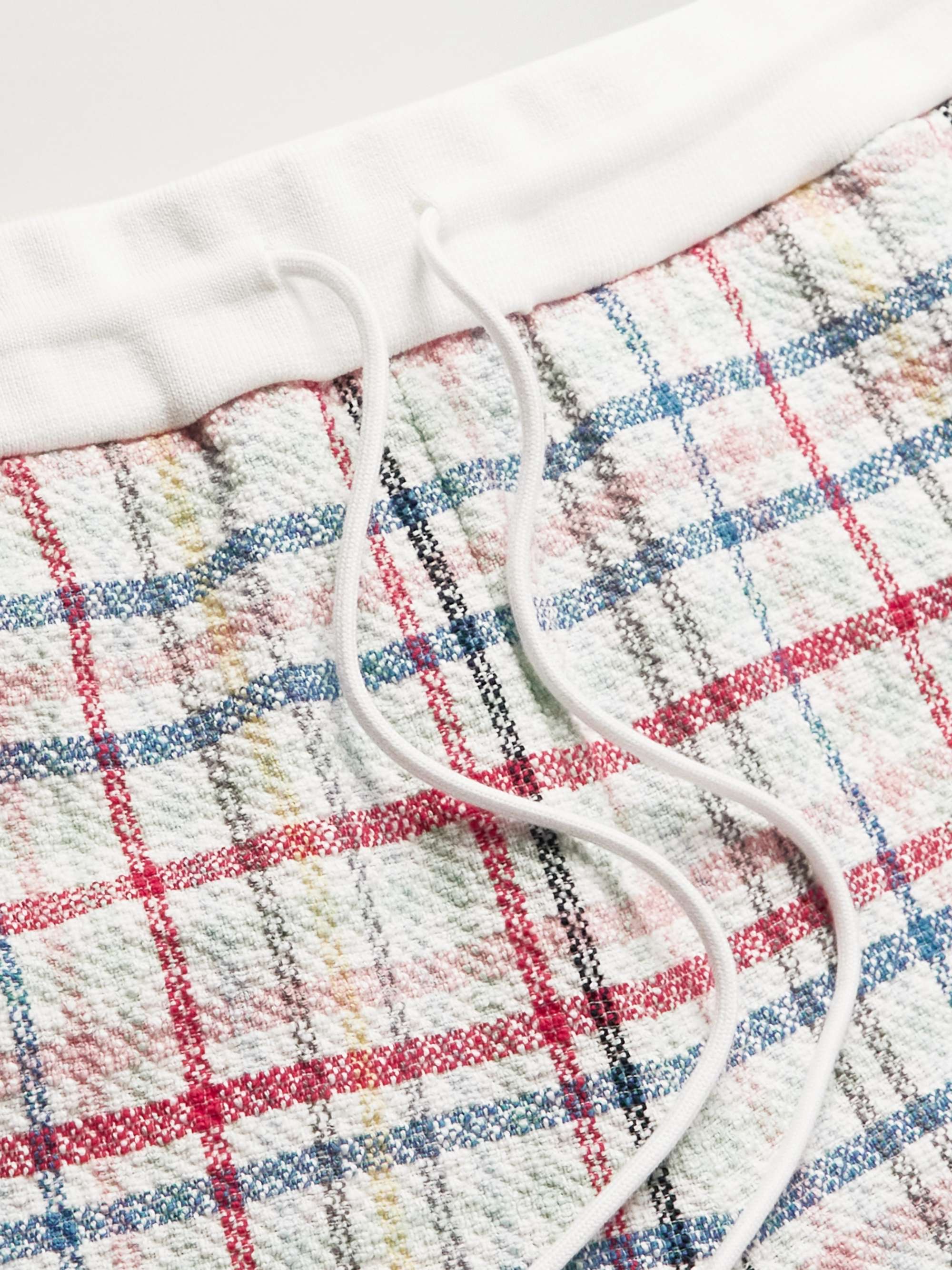 THOM BROWNE Straight-Leg Logo-Appliquéd Cotton-Blend Tweed Drawstring Shorts