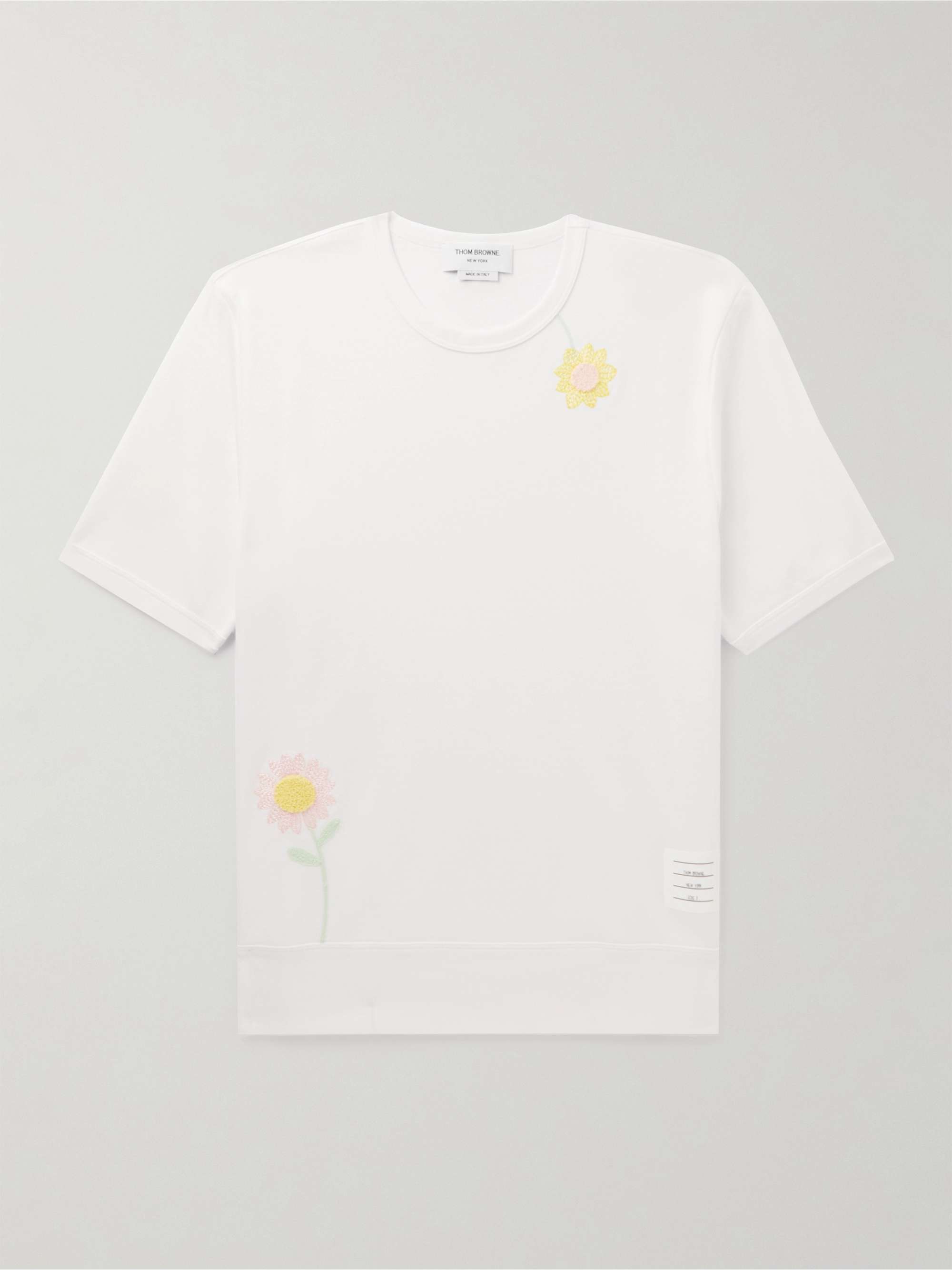 THOM BROWNE Embroidered Cotton-Jersey T-Shirt