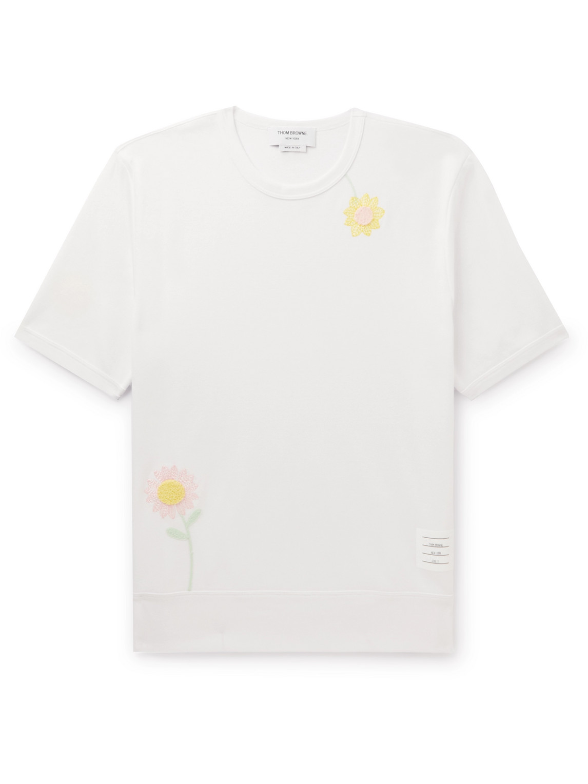 THOM BROWNE EMBROIDERED COTTON-JERSEY T-SHIRT