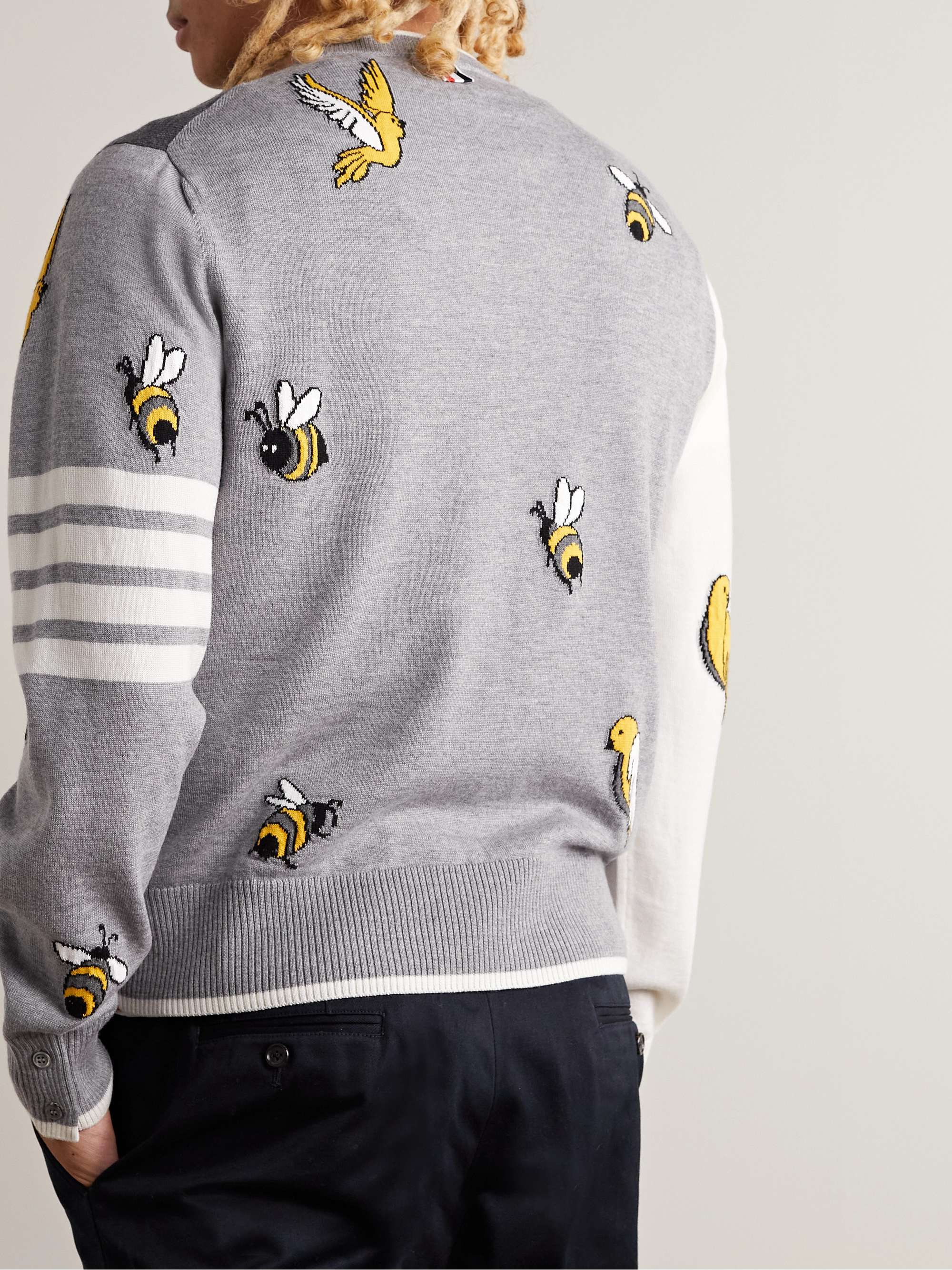 THOM BROWNE Intarsia Wool and Cotton-Blend Sweater