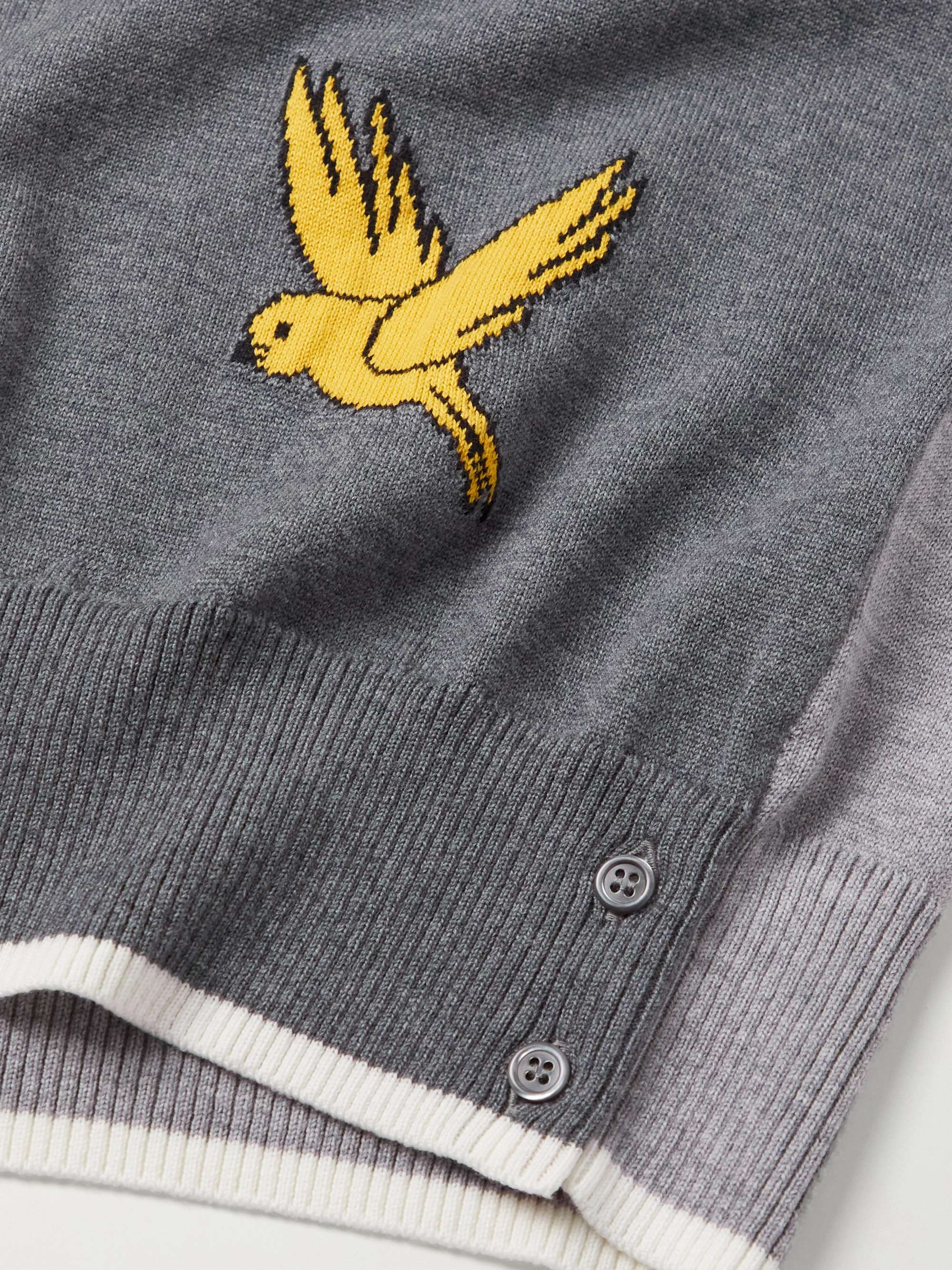 THOM BROWNE Intarsia Wool and Cotton-Blend Sweater