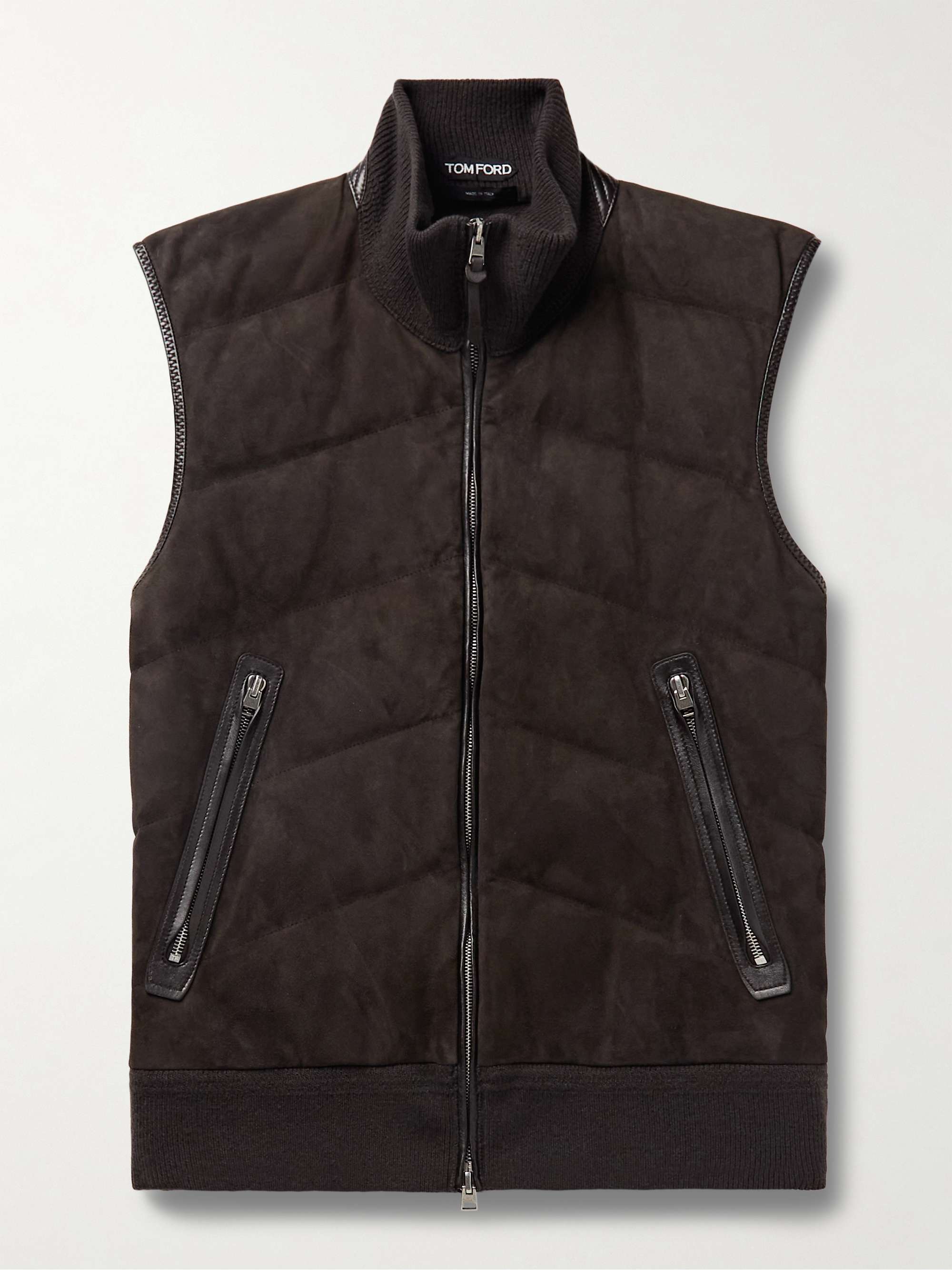 TOM FORD Slim-Fit Quilted Suede-Panelled Wool and Cashmere-Blend Down ...