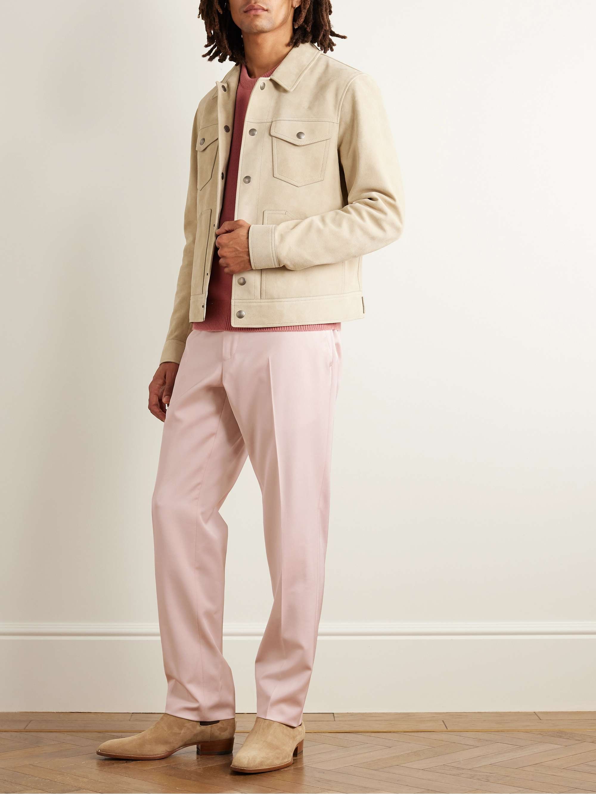 TOM FORD Austin Straight-Leg Pleated Cady Suit Trousers