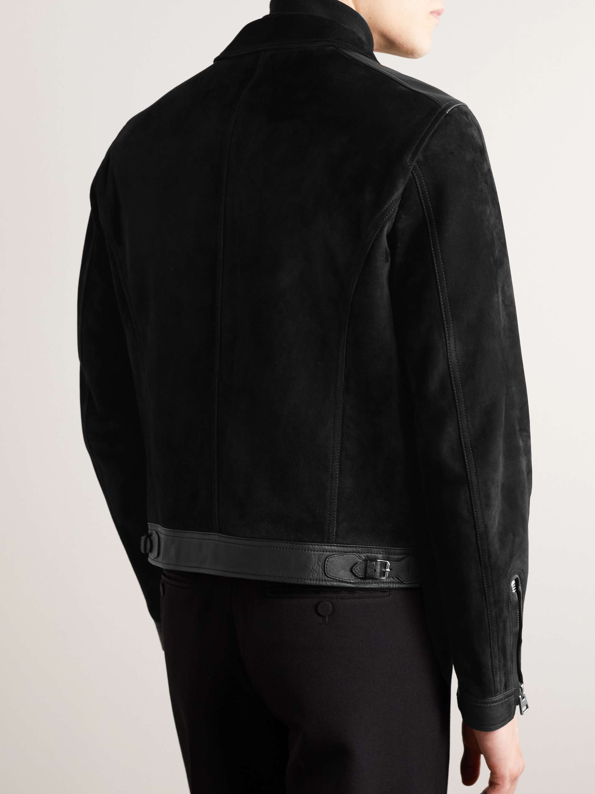 TOM FORD Leather-Trimmed Suede Bomber Jacket | MR PORTER