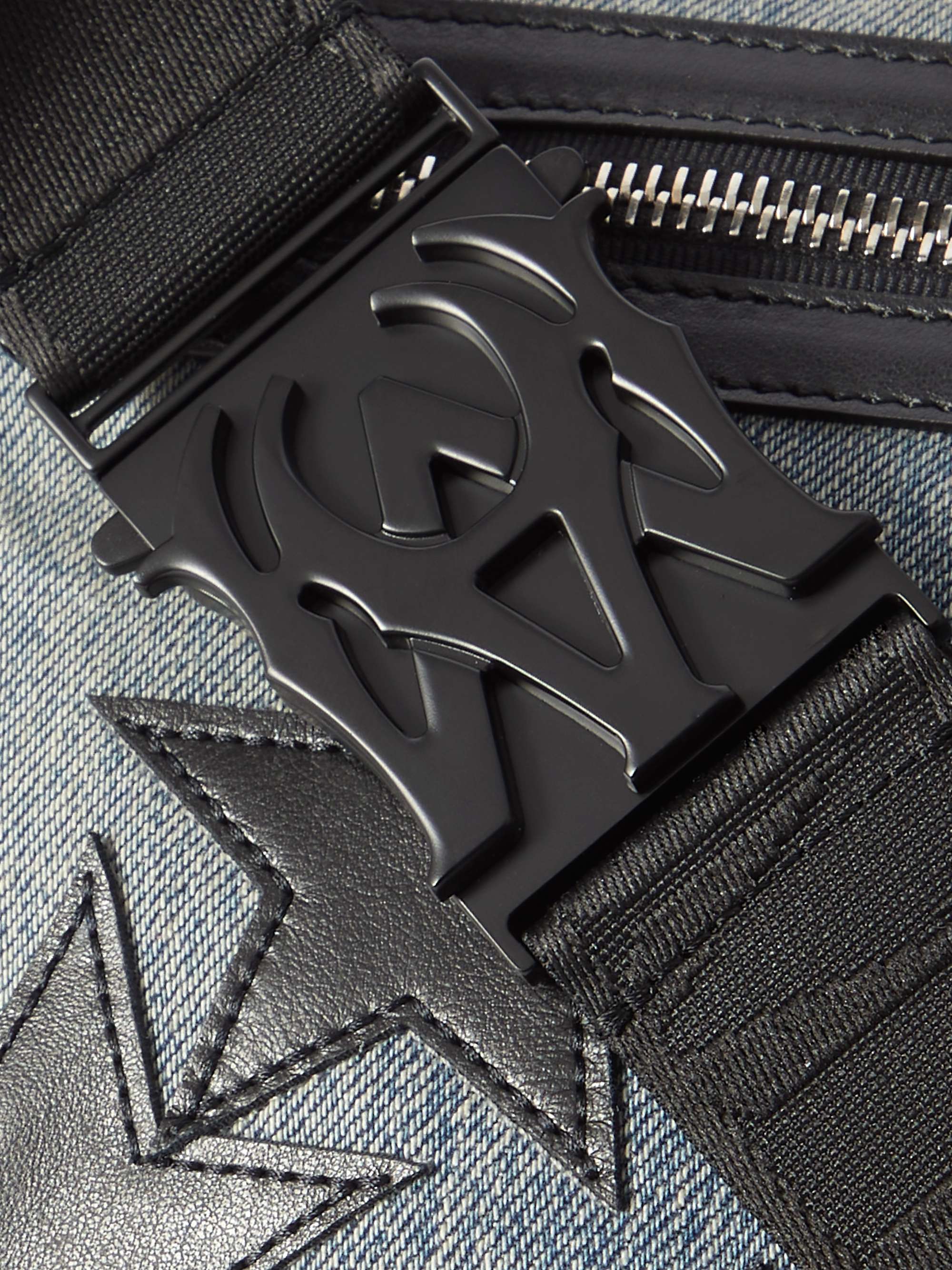 AMIRI Chemist Leather-Trimmed Denim Belt Bag