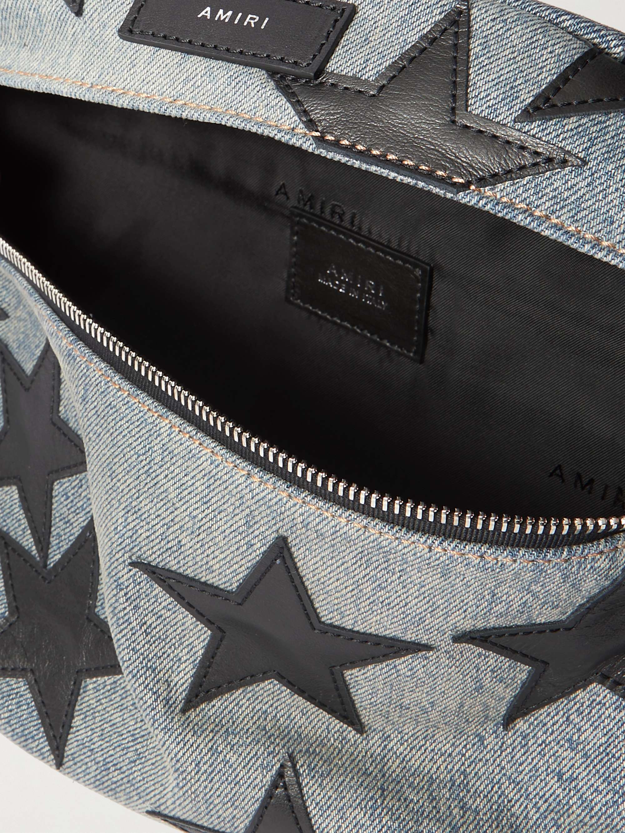 AMIRI Chemist Leather-Trimmed Denim Belt Bag