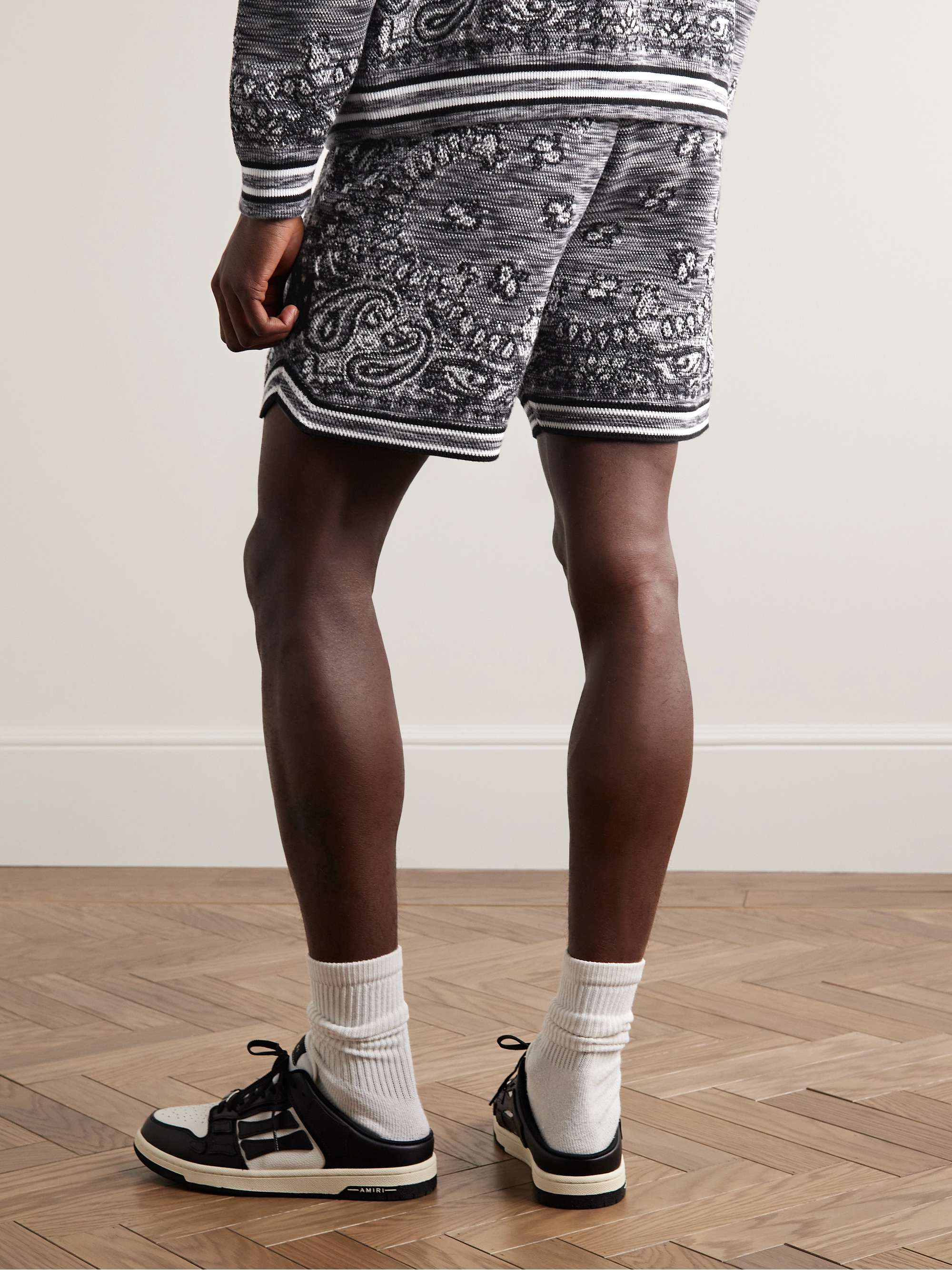 AMIRI Straight-Leg Space-Dyed Bandana-Jacquard Cotton Drawstring Shorts