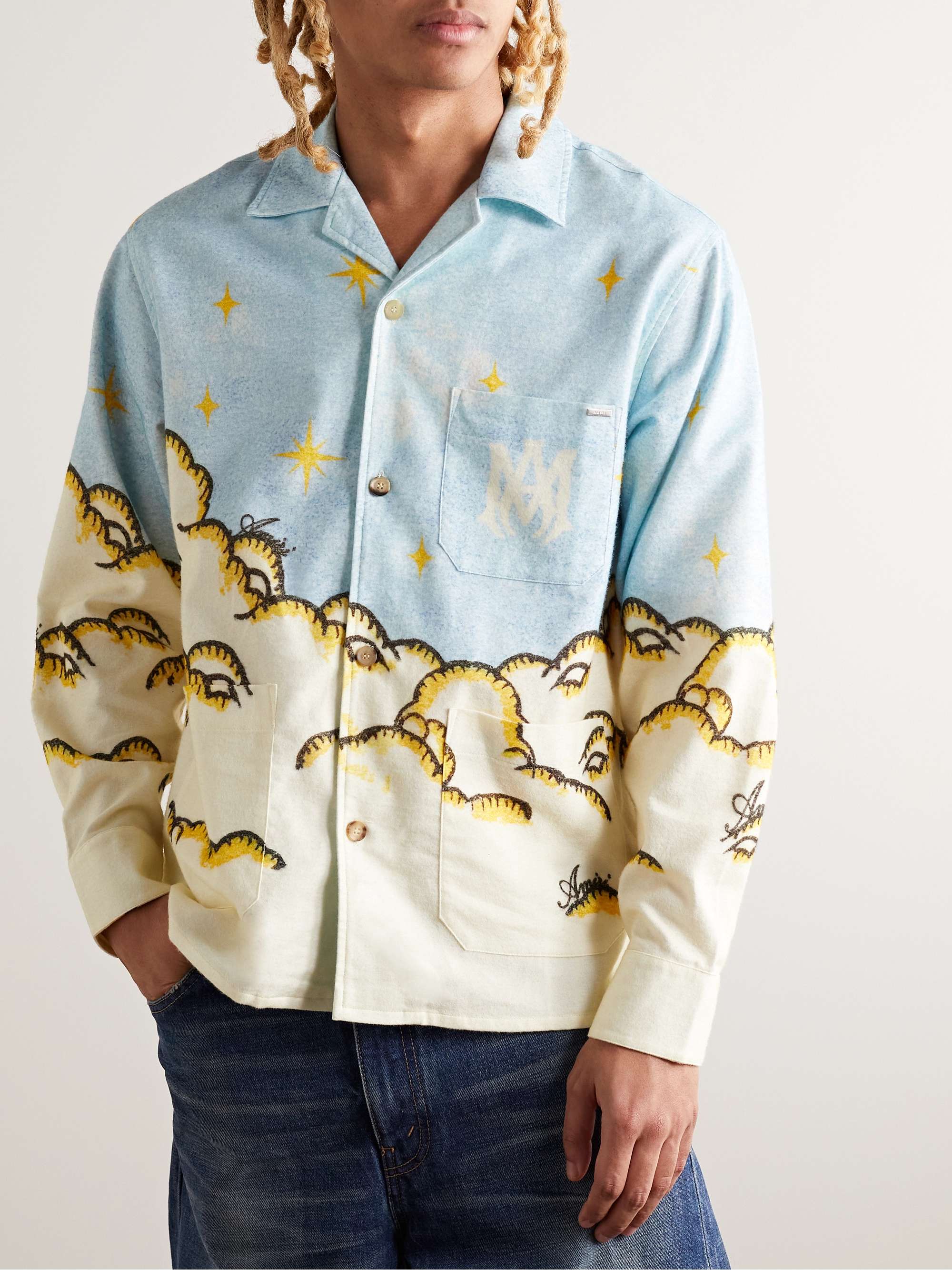 AMIRI Sunscape Camp-Collar Printed Cotton-Flannel Shirt
