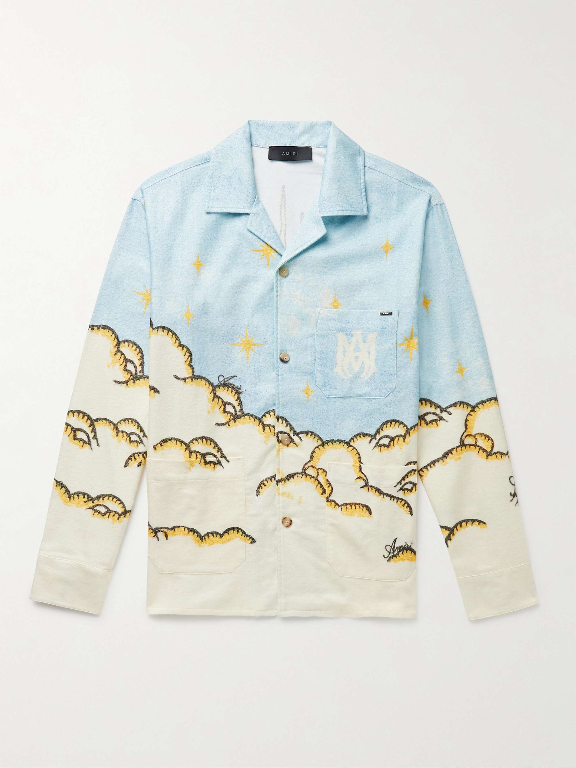 AMIRI Sunscape Camp-Collar Printed Cotton-Flannel Shirt