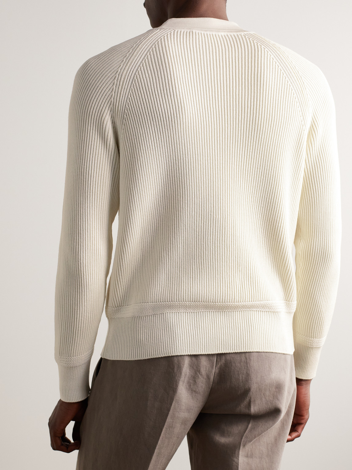 Shop Loro Piana Ribbed Silk Sweater In Neutrals