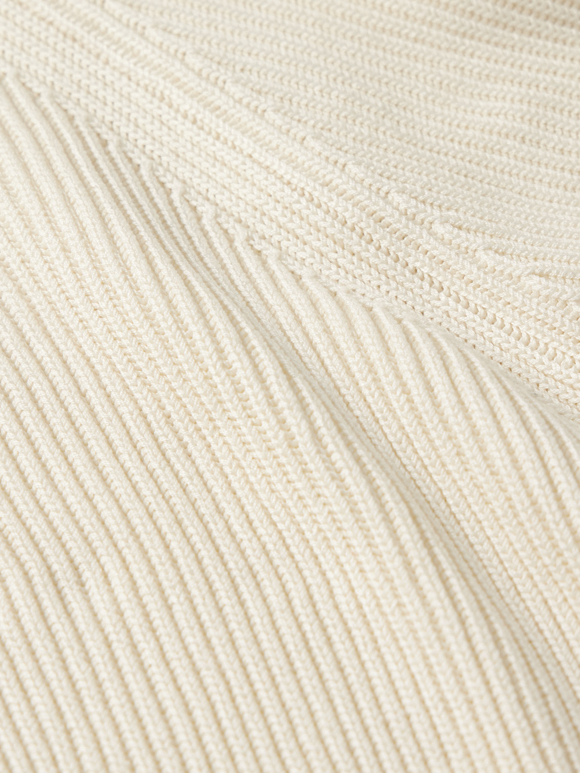 Shop Loro Piana Ribbed Silk Sweater In Neutrals