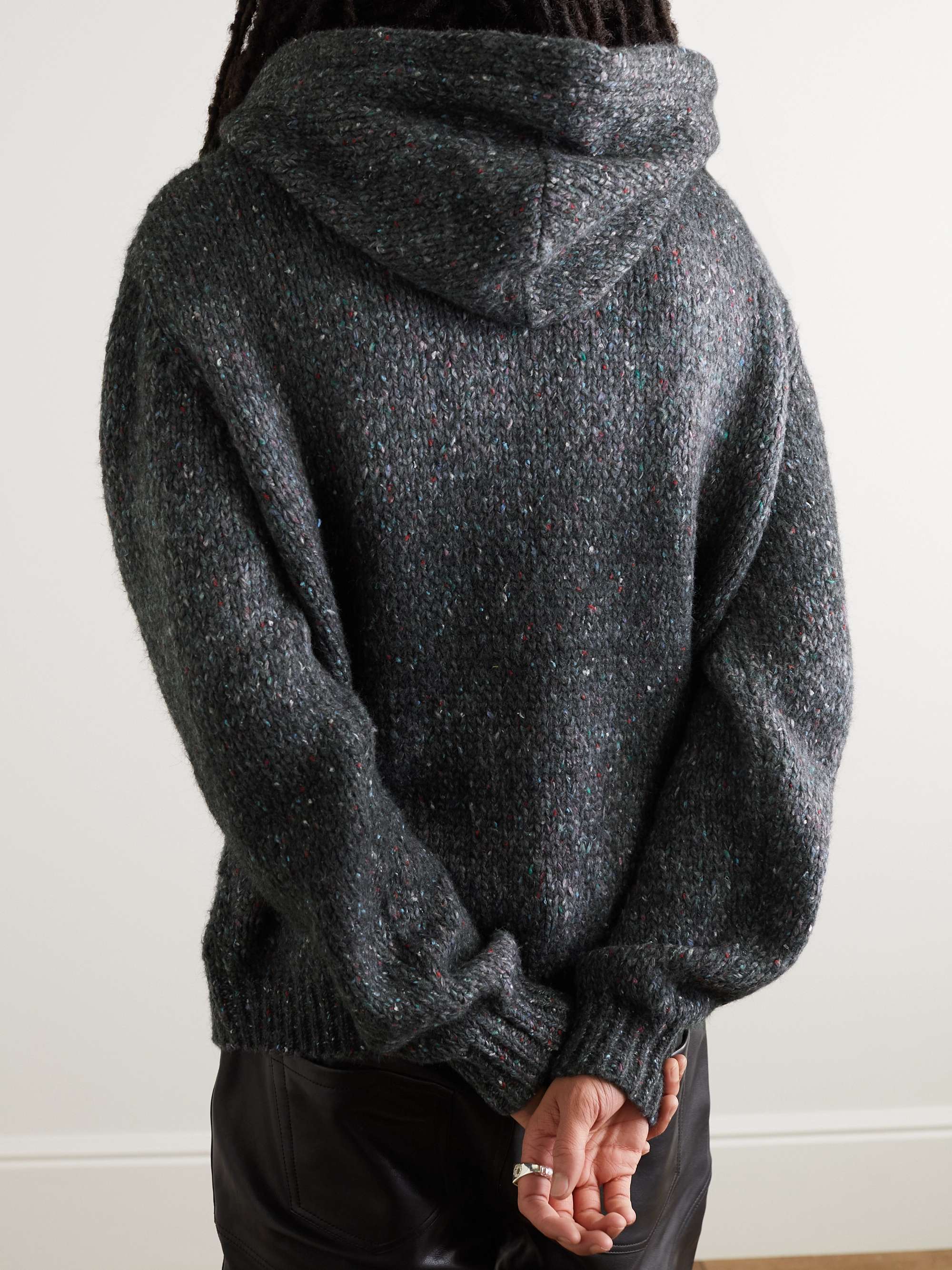 AMIRI Logo-Embroidered Space-Dyed Knitted Hoodie