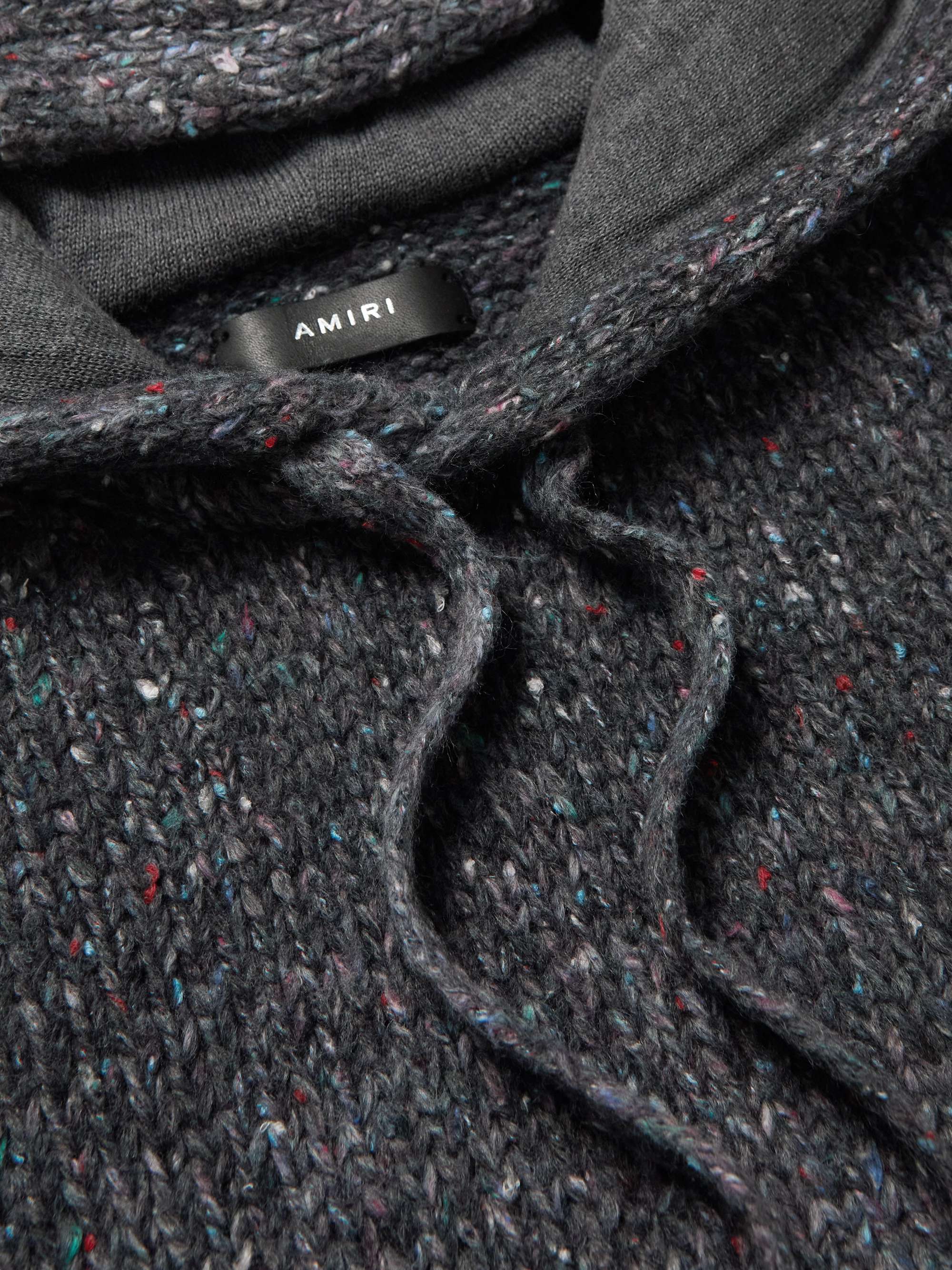AMIRI Logo-Embroidered Space-Dyed Knitted Hoodie