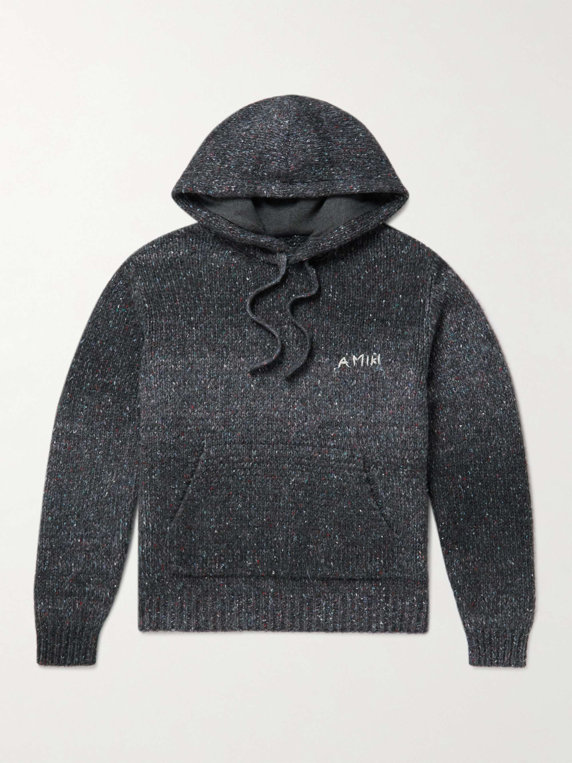 AMIRI Logo-Embroidered Space-Dyed Knitted Hoodie