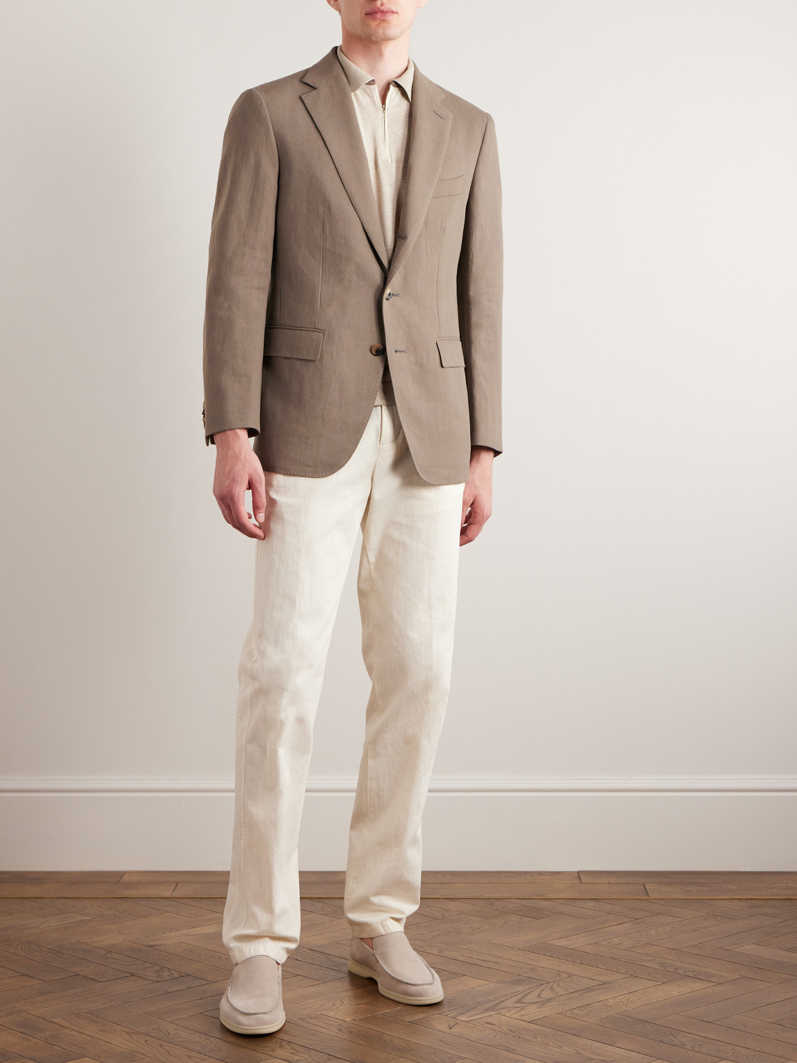 Shop Loro Piana Torino Linen Blazer In Brown