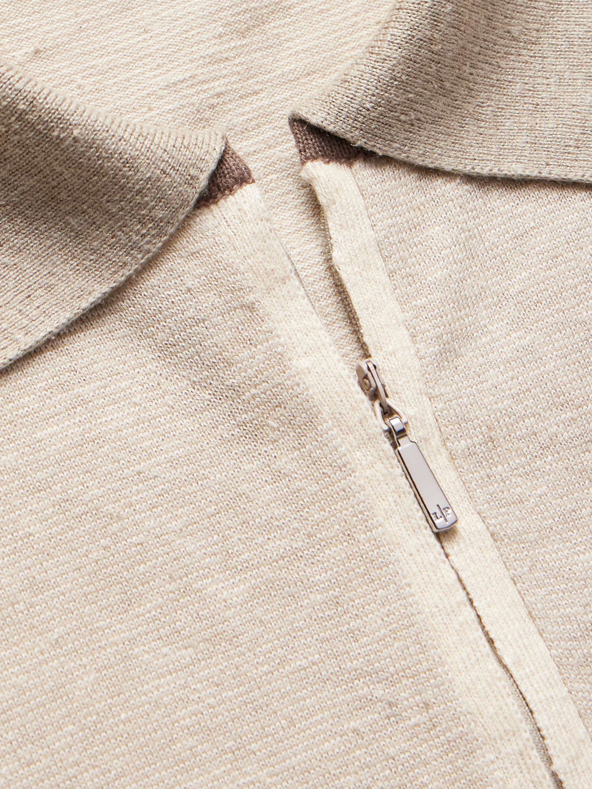 LORO PIANA Slim-Fit Striped Silk and Linen-Blend Polo Shirt