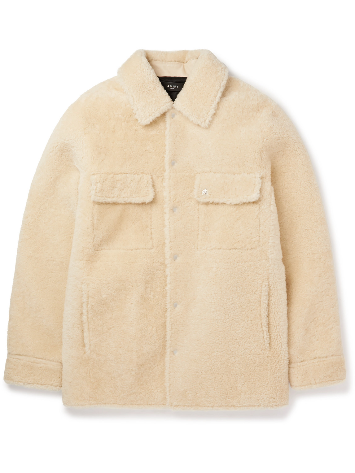 AMIRI LOGO-PRINT SHEARLING SHIRT JACKET
