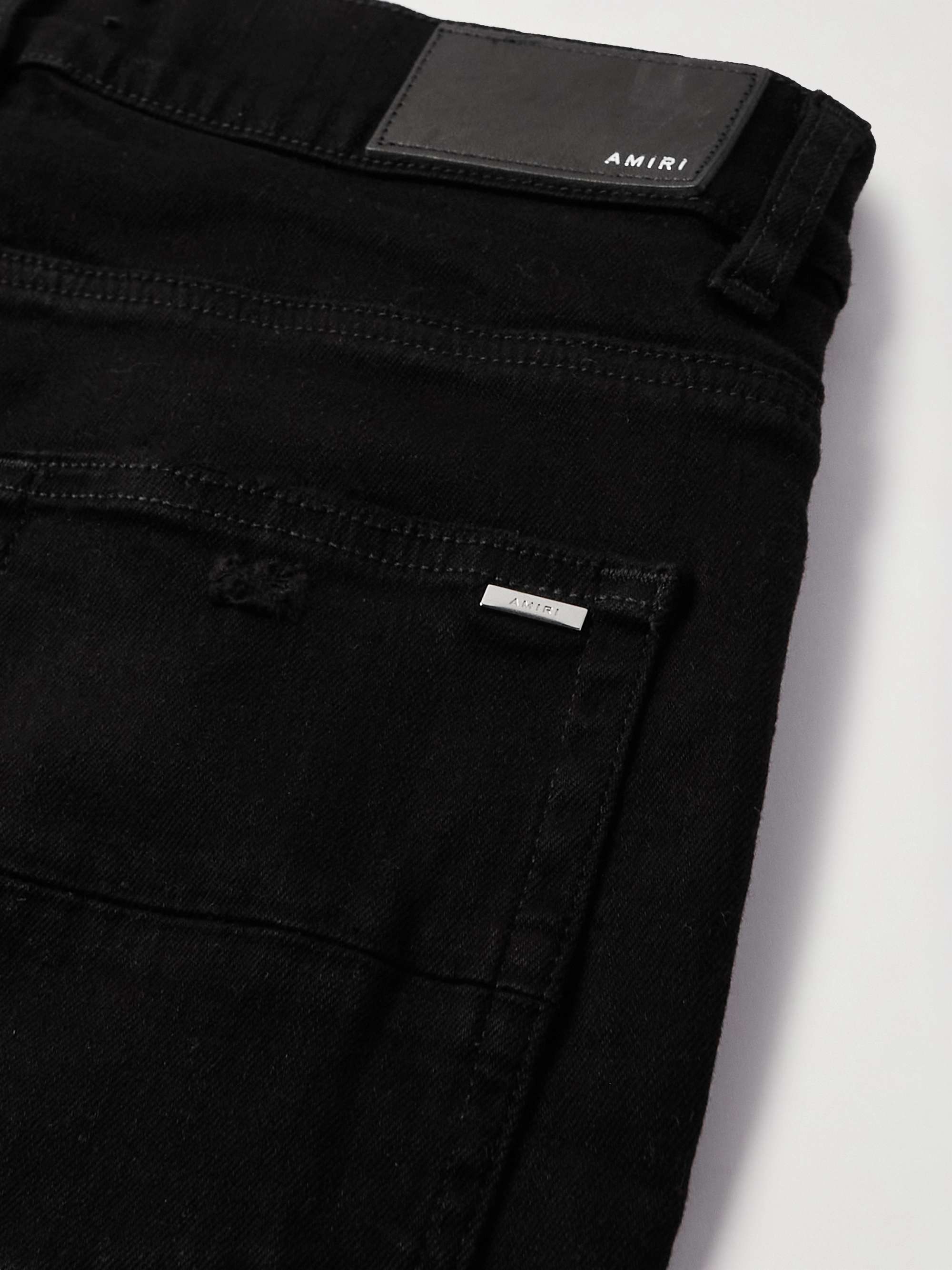 AMIRI MX1 Skinny-Fit Distressed Leather-Panelled Jeans