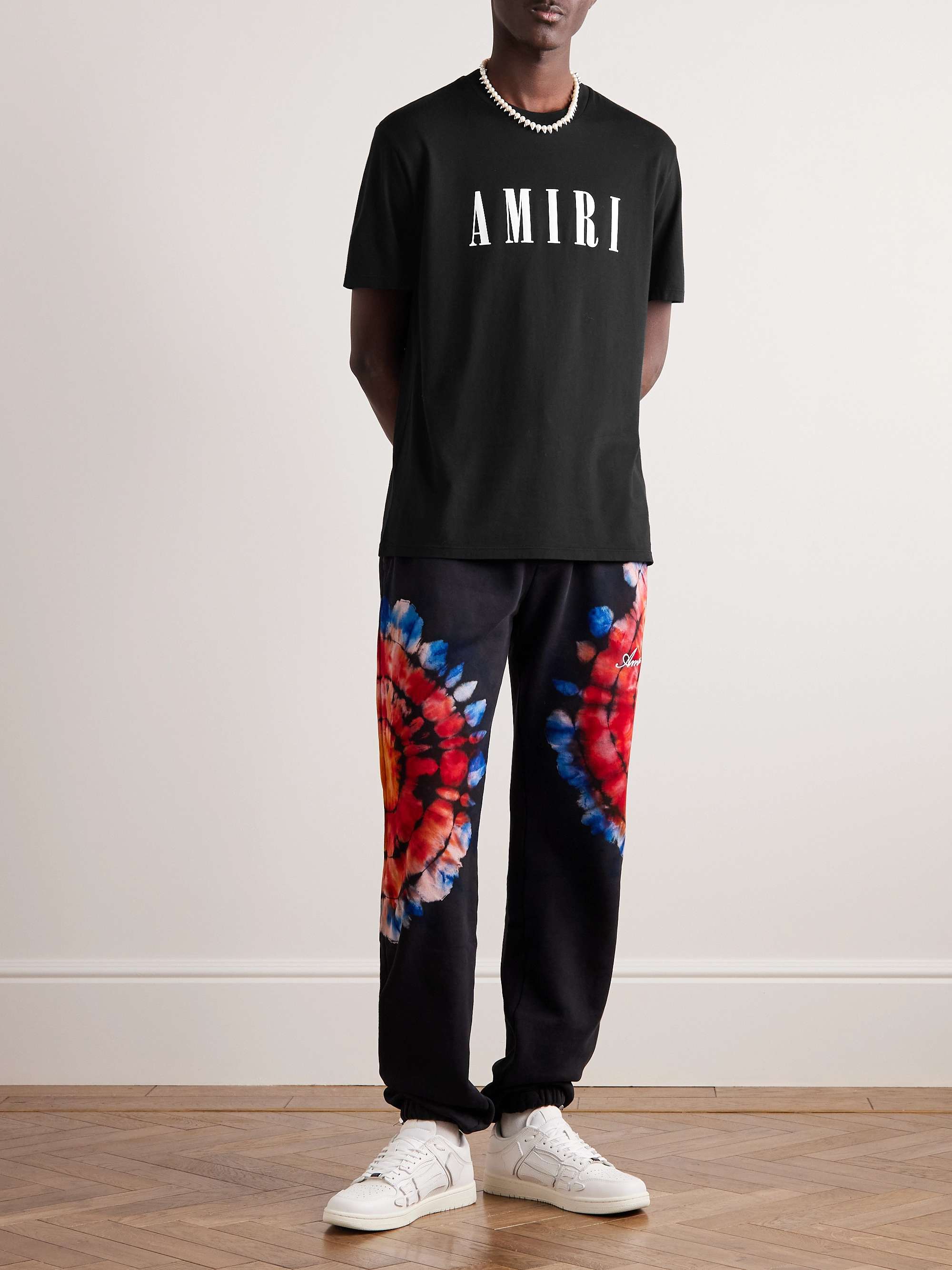 AMIRI コットンジャージー Tシャツ ロゴアップリケ付き