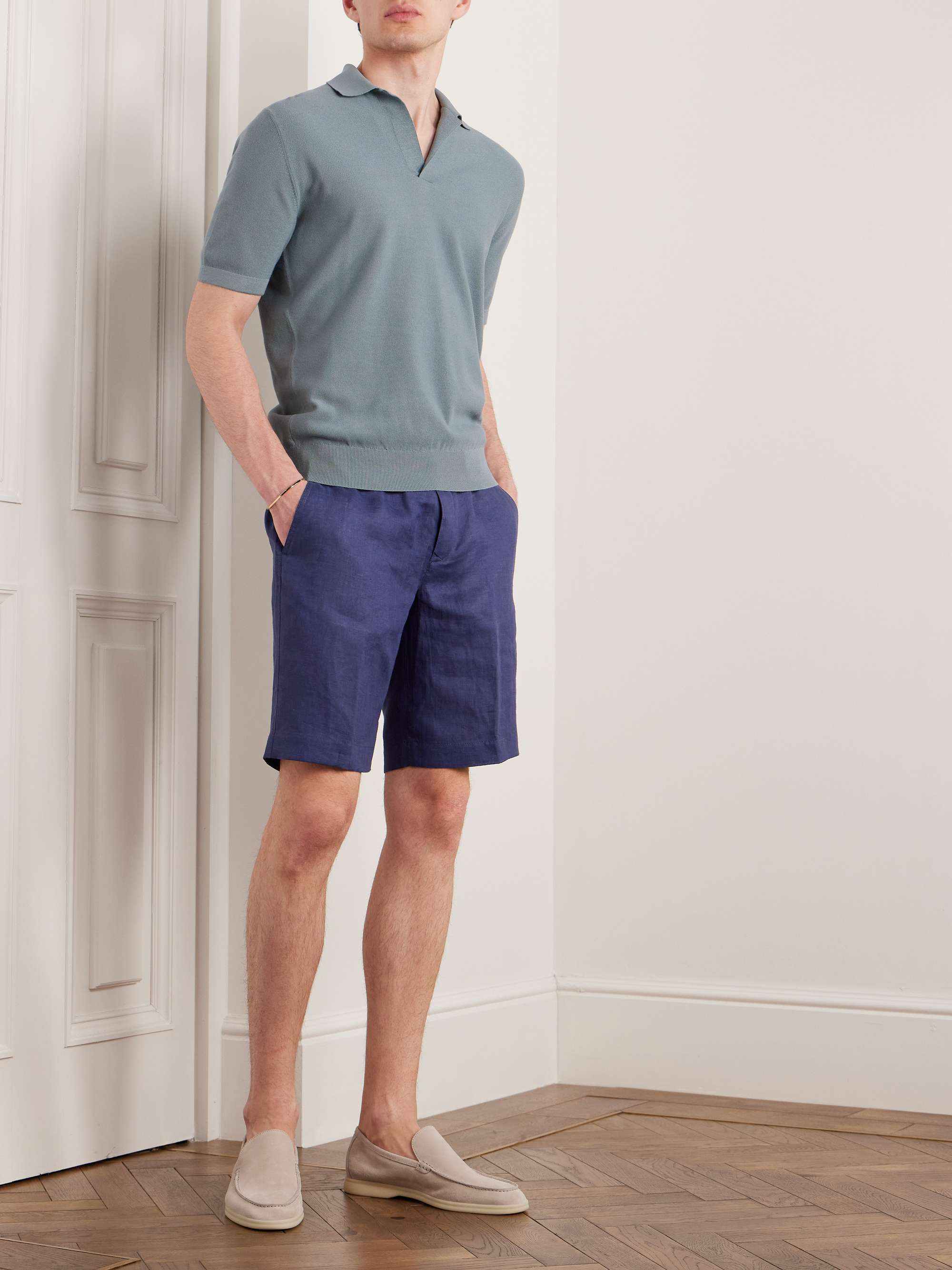 LORO PIANA Straight-Leg Linen Drawstring Bermuda Shorts